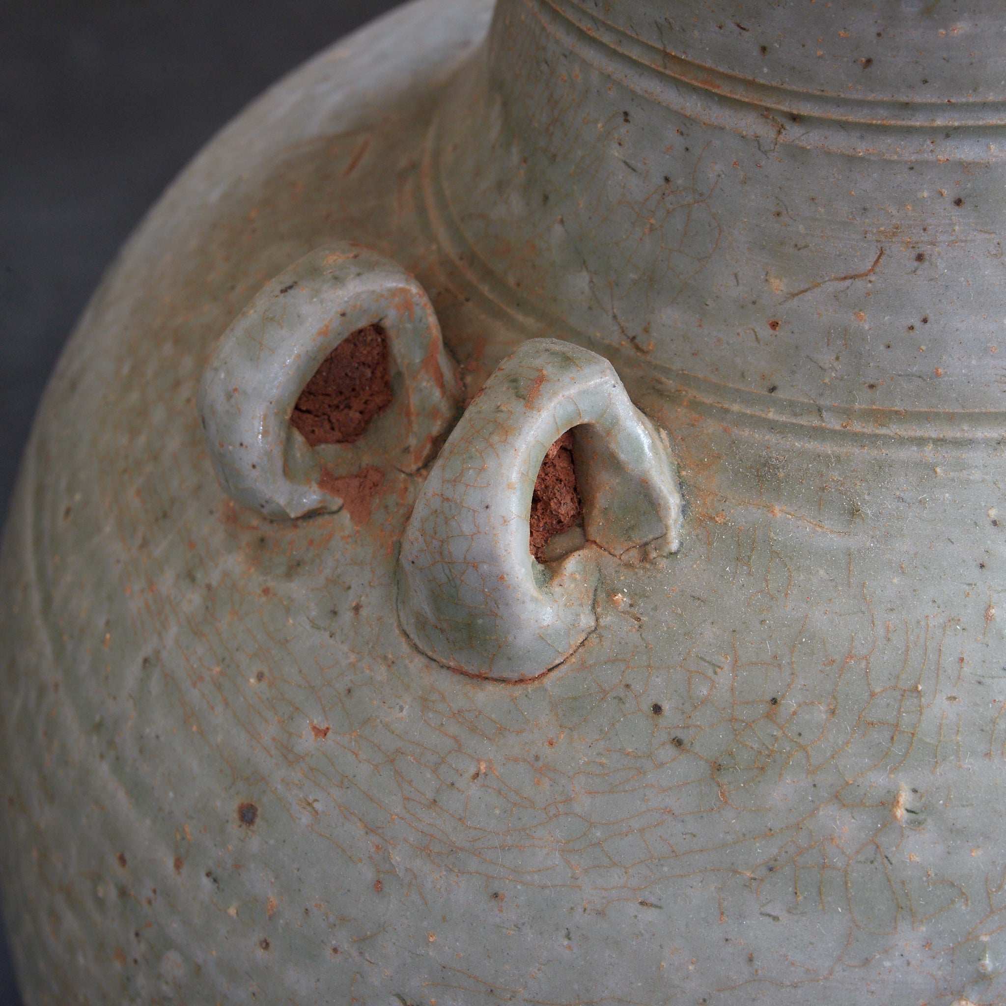 唐代 越州窯 青磁双耳盤口大瓶（618–907CE）｜詳細画像19