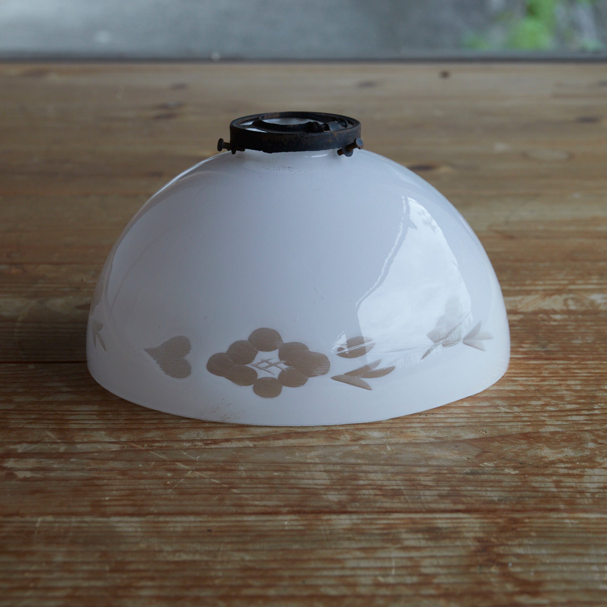 Old milk white glass shade Taisho period/1912-1926CE