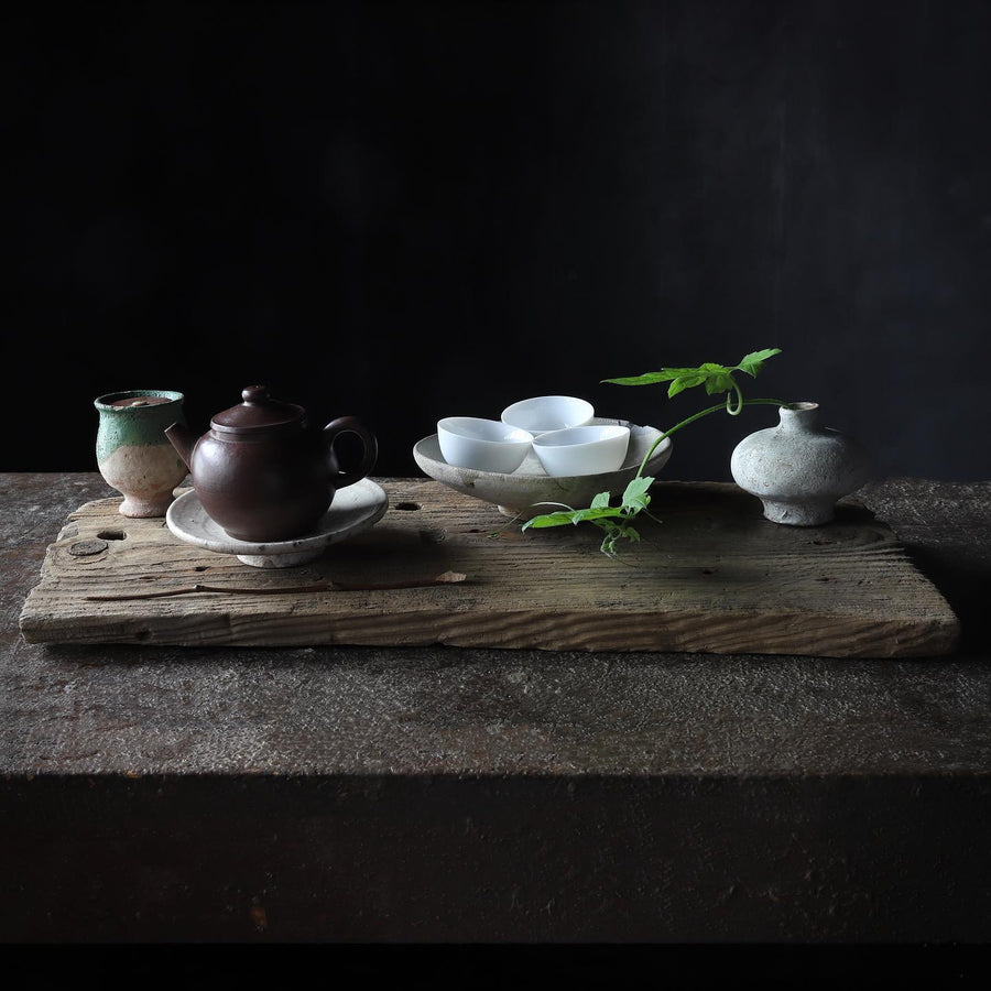 60–80年代 デッドストック 薄白磁半月茶杯 5客揃