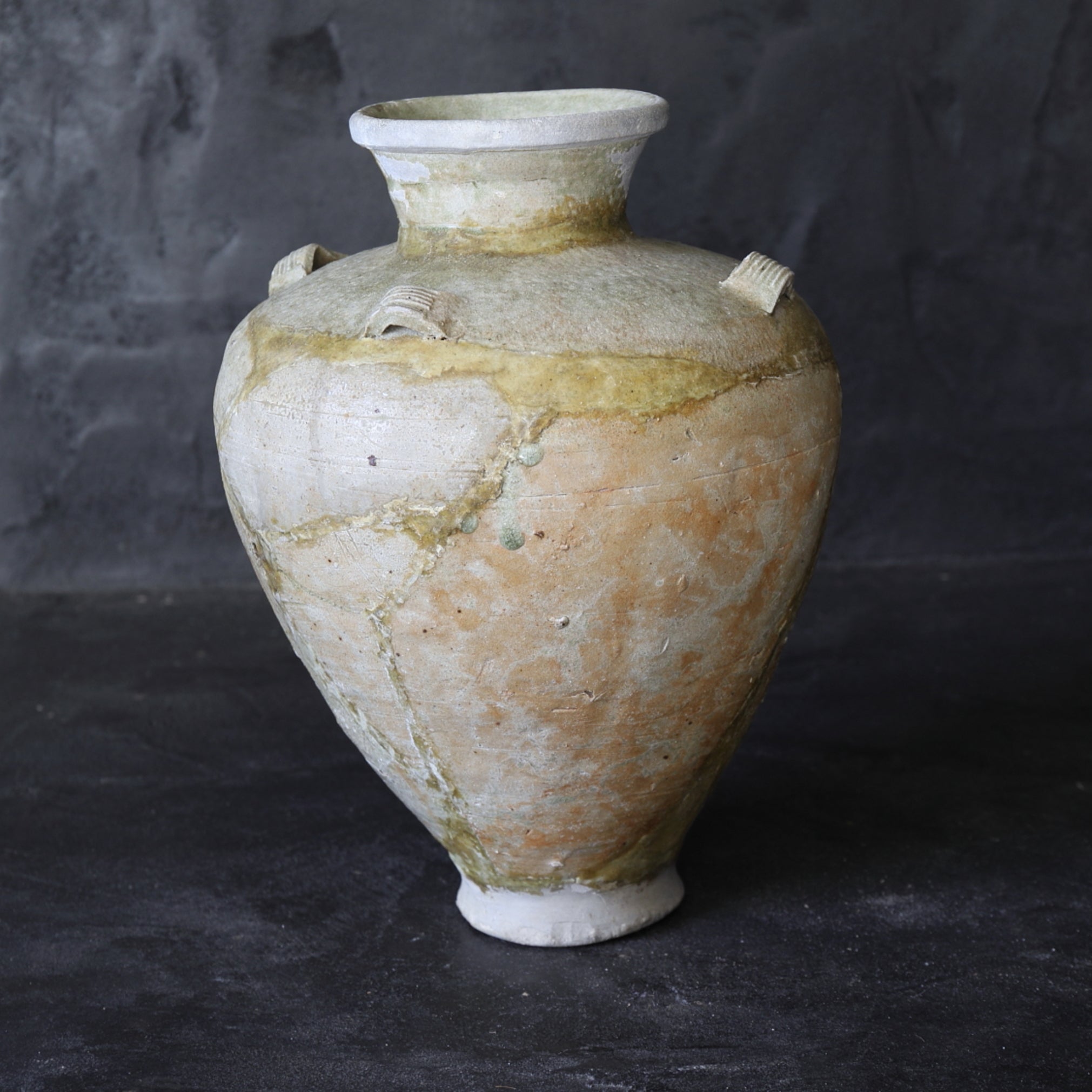 鎌倉時代 古瀬戸 灰釉四耳壺（1185–1333 CE）