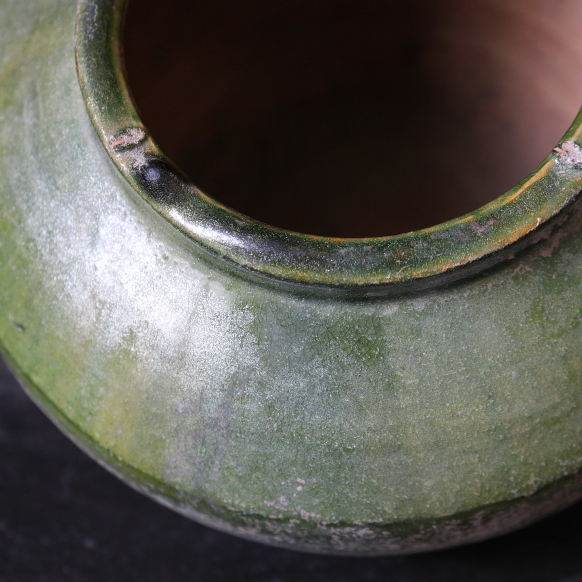 漢代 銀化緑釉壺（206 BCE–220 CE） | 入蘆花