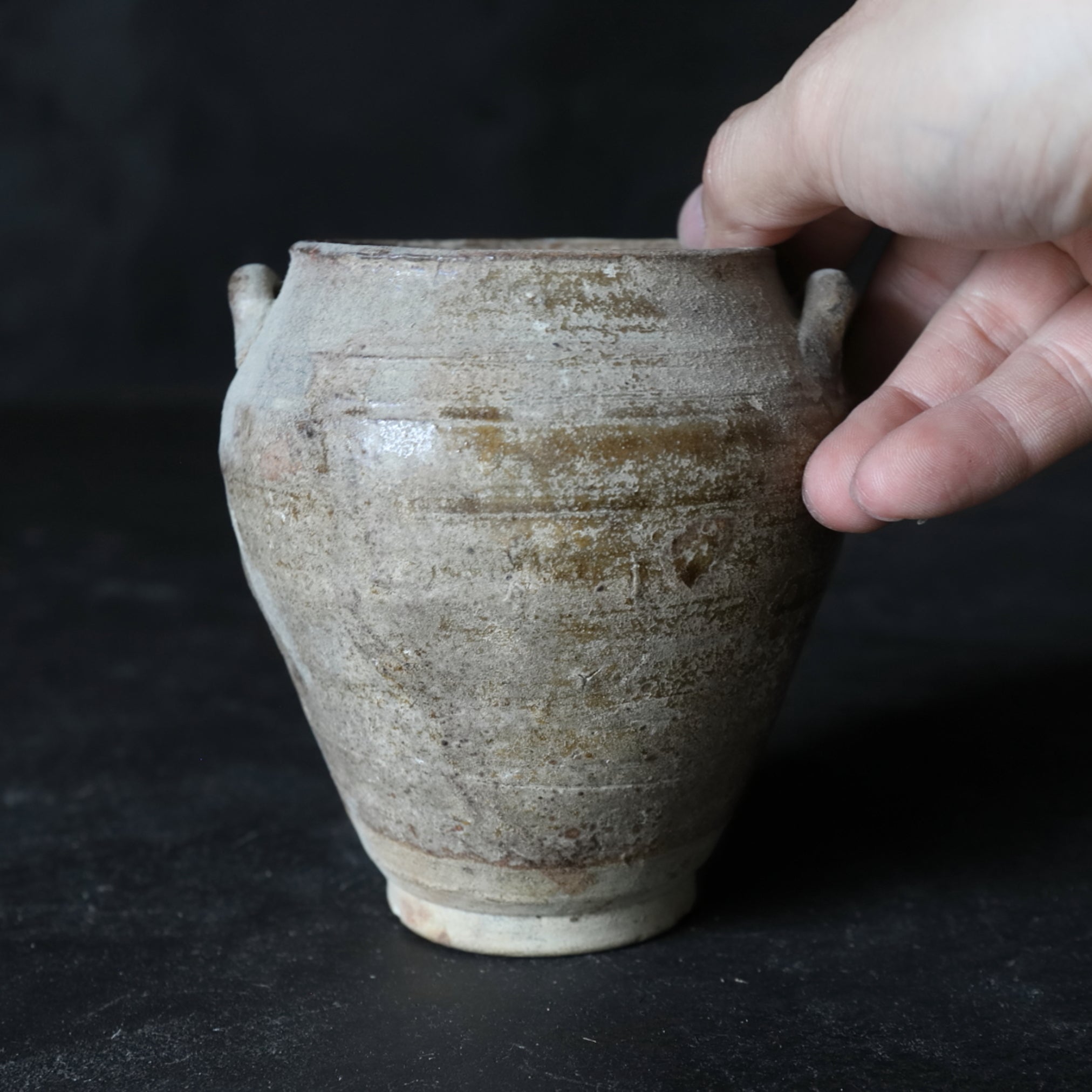 贅沢屋の 江戸時代 古瀬戸 CE） 鉄釉双耳壺（1603–1867 花器、壷
