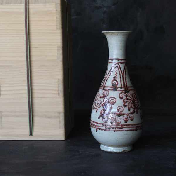 明代官窯釉里紅花卉圖玉壺春瓶（1368-1644年）