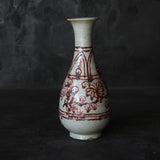 Yuhuchunping with Red Glaze and Floral Design / Chinese Antique / Ming Dynasty
