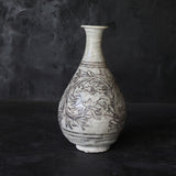 BOTTLE Buncheong ware with flower design / Joseon Dynasty 1392-1897 CE / Korean Antique