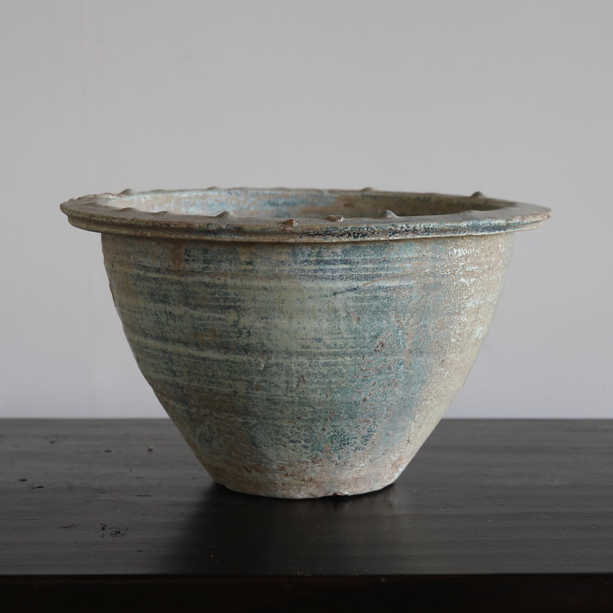 Silvered Green Glazed Bonsai Pot Han Dynasty/206BCE-220CE