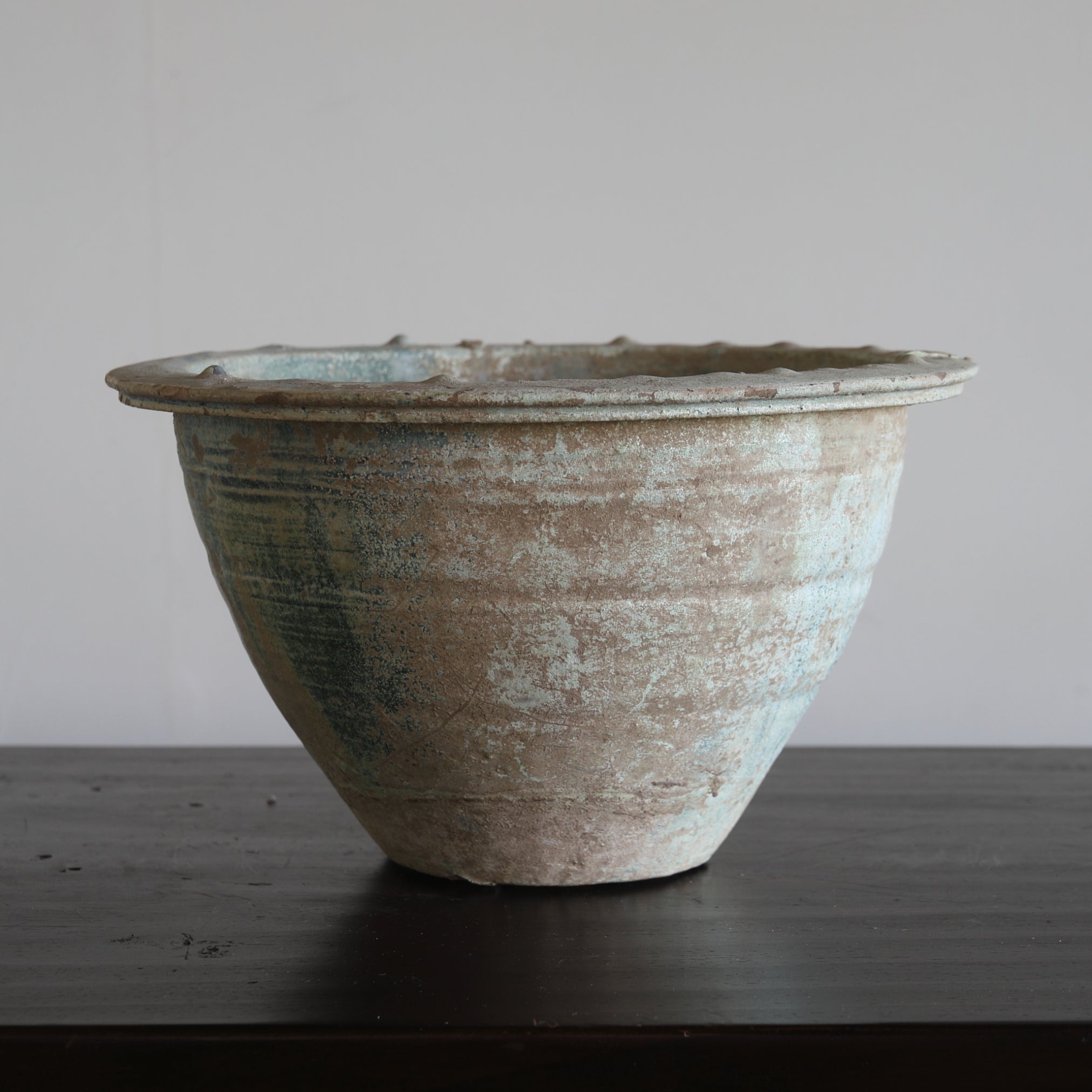 Silvered Green Glazed Bonsai Pot Han Dynasty/206BCE-220CE