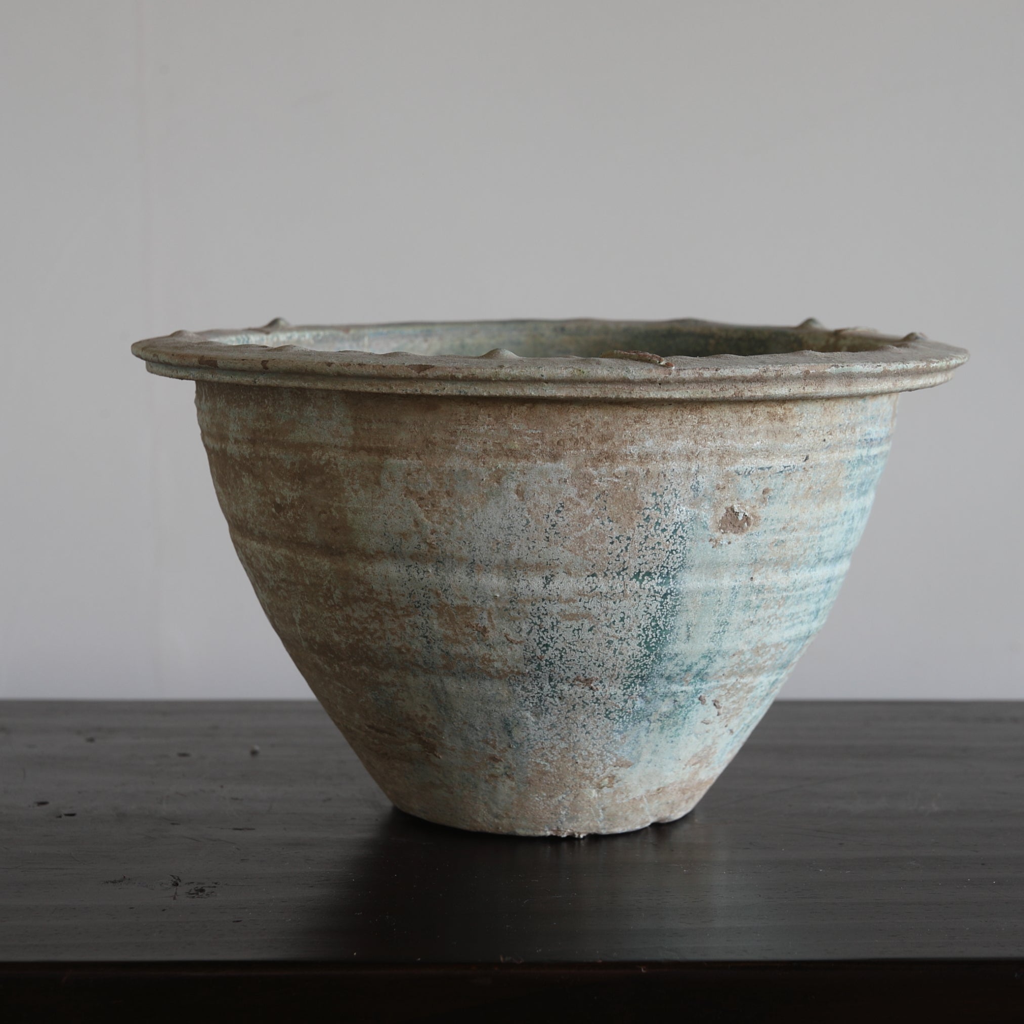 Silvered Green Glazed Bonsai Pot Han Dynasty/206BCE-220CE