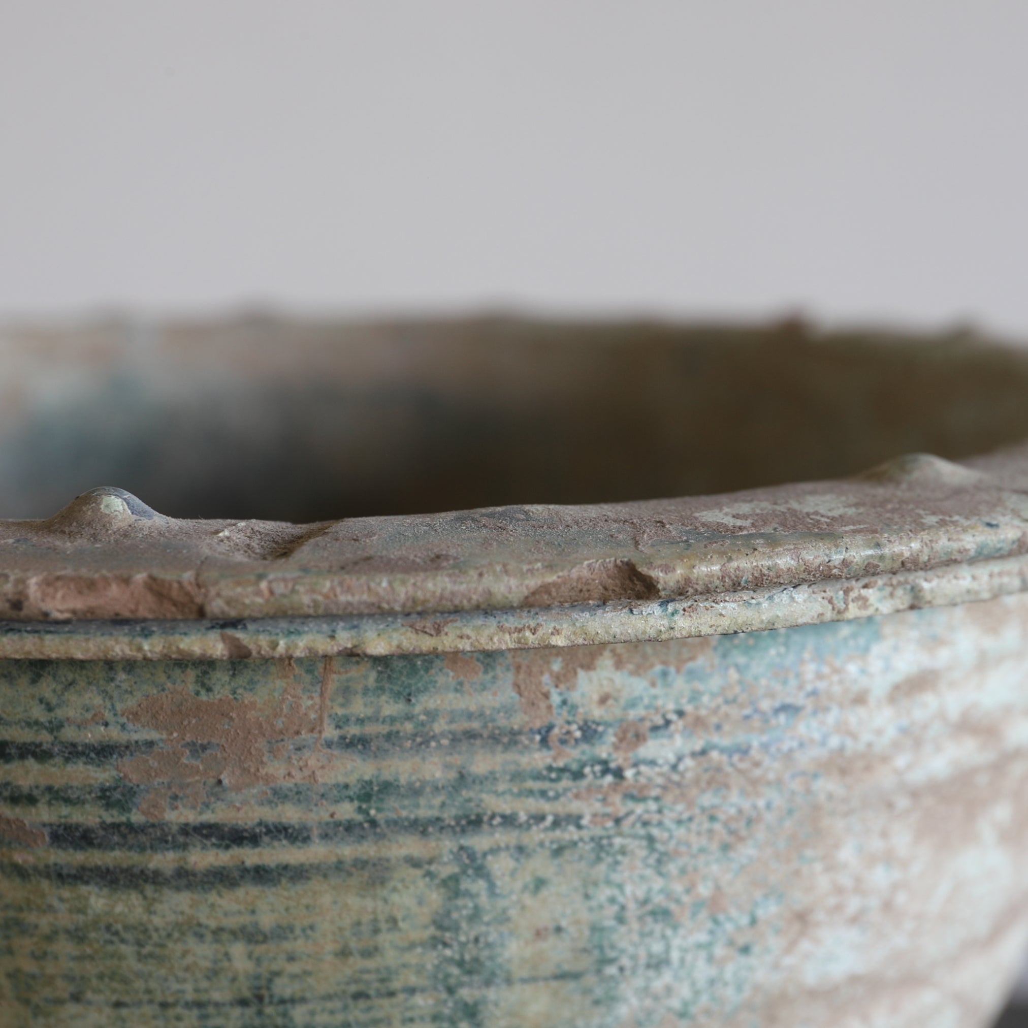 Silvered Green Glazed Bonsai Pot Han Dynasty/206BCE-220CE