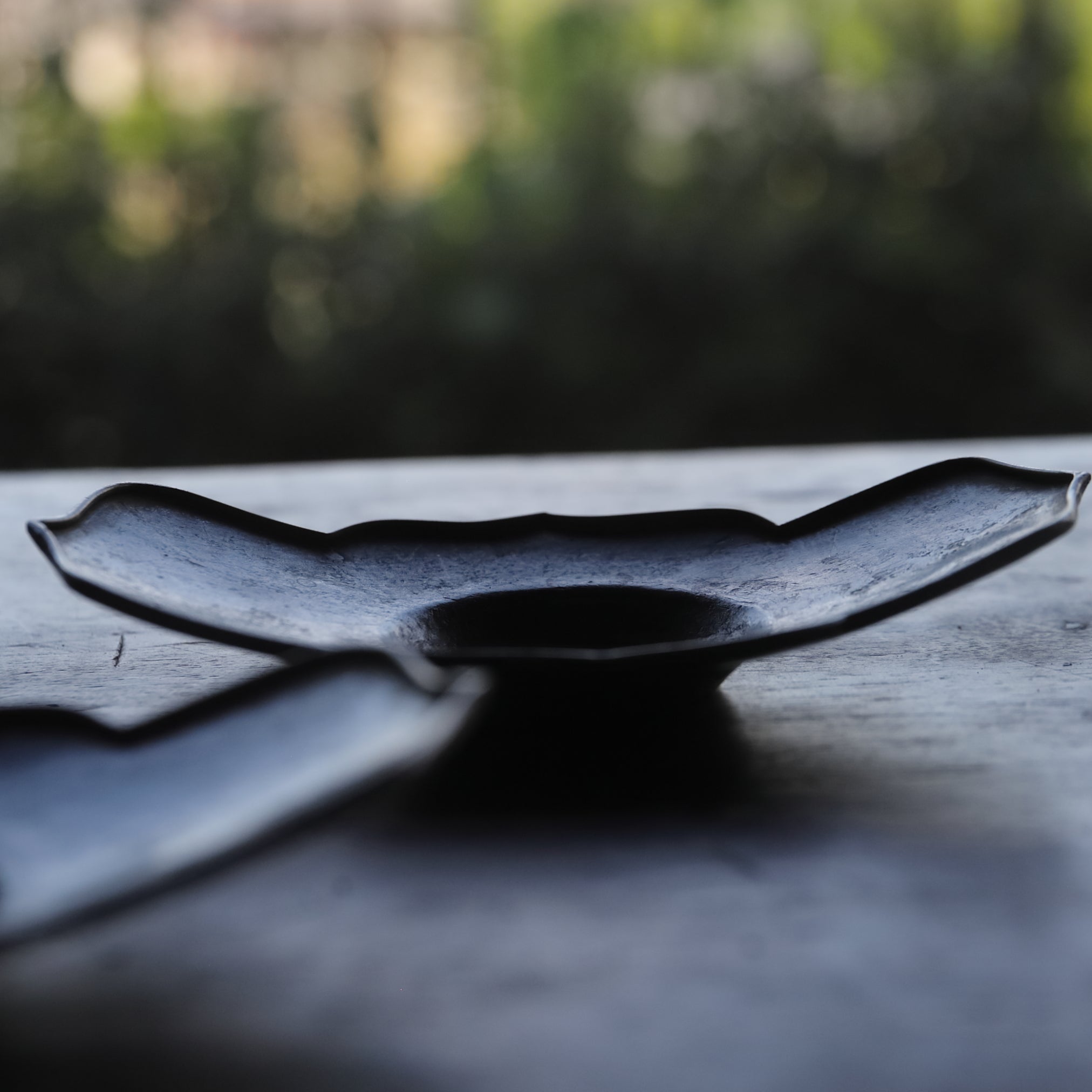 Antique Tin and Copper-edged Wheel Flower-shaped Tea coasters, Wu Ke, Qing Dynasty (1616-1911 CE)