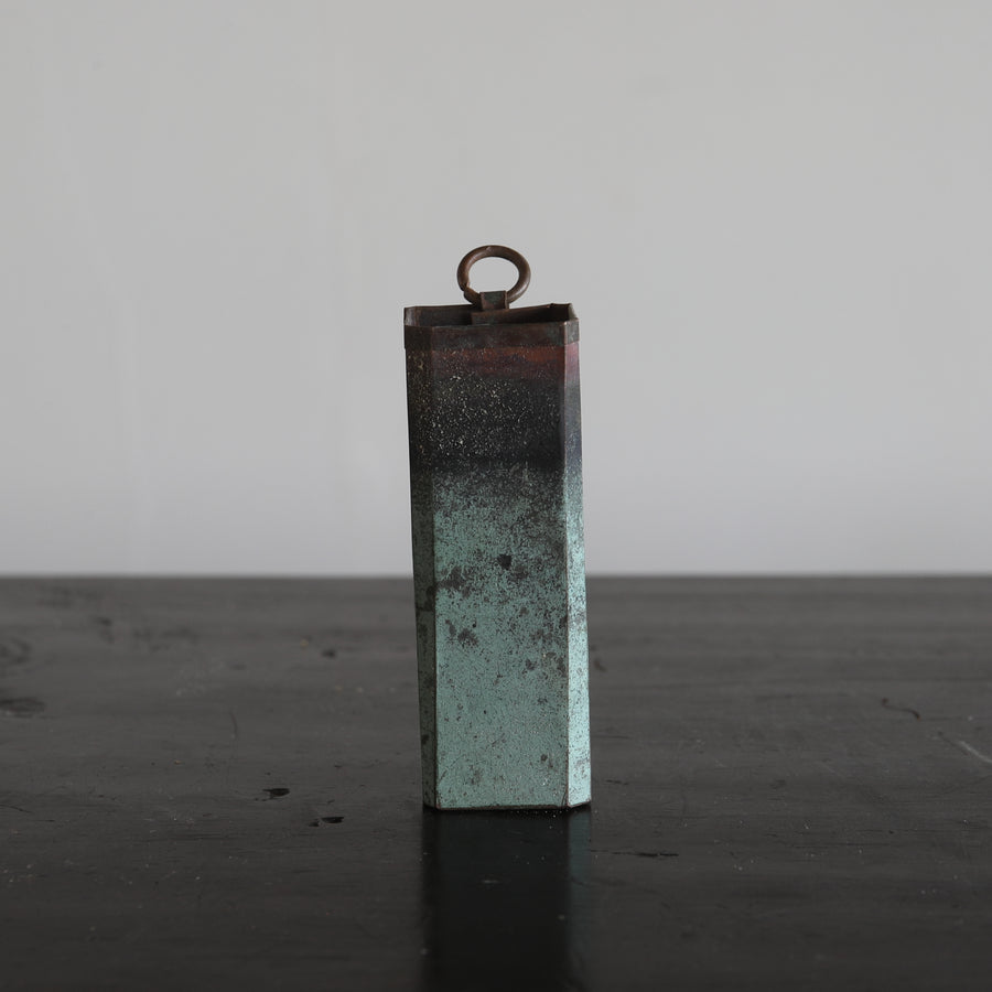ALTE KUPFERPLATTEN HÄNGE-BLUMENVASE