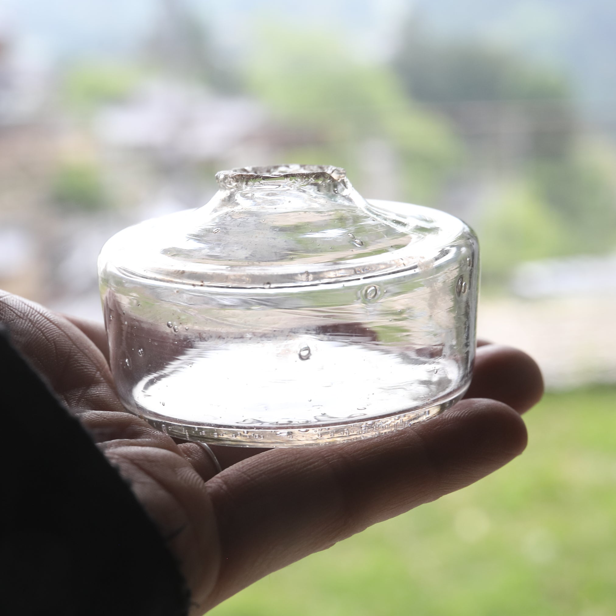 Antique Small Glass Bottle with Air Bubbles (Transparent), Taisho Period (1912-1926 CE)