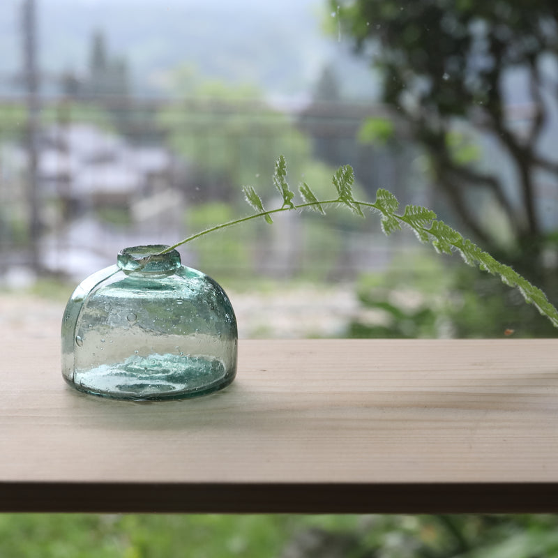 Antique Small Glass Bottle with Air Bubbles (Green), Taisho Period (1912-1926 CE)