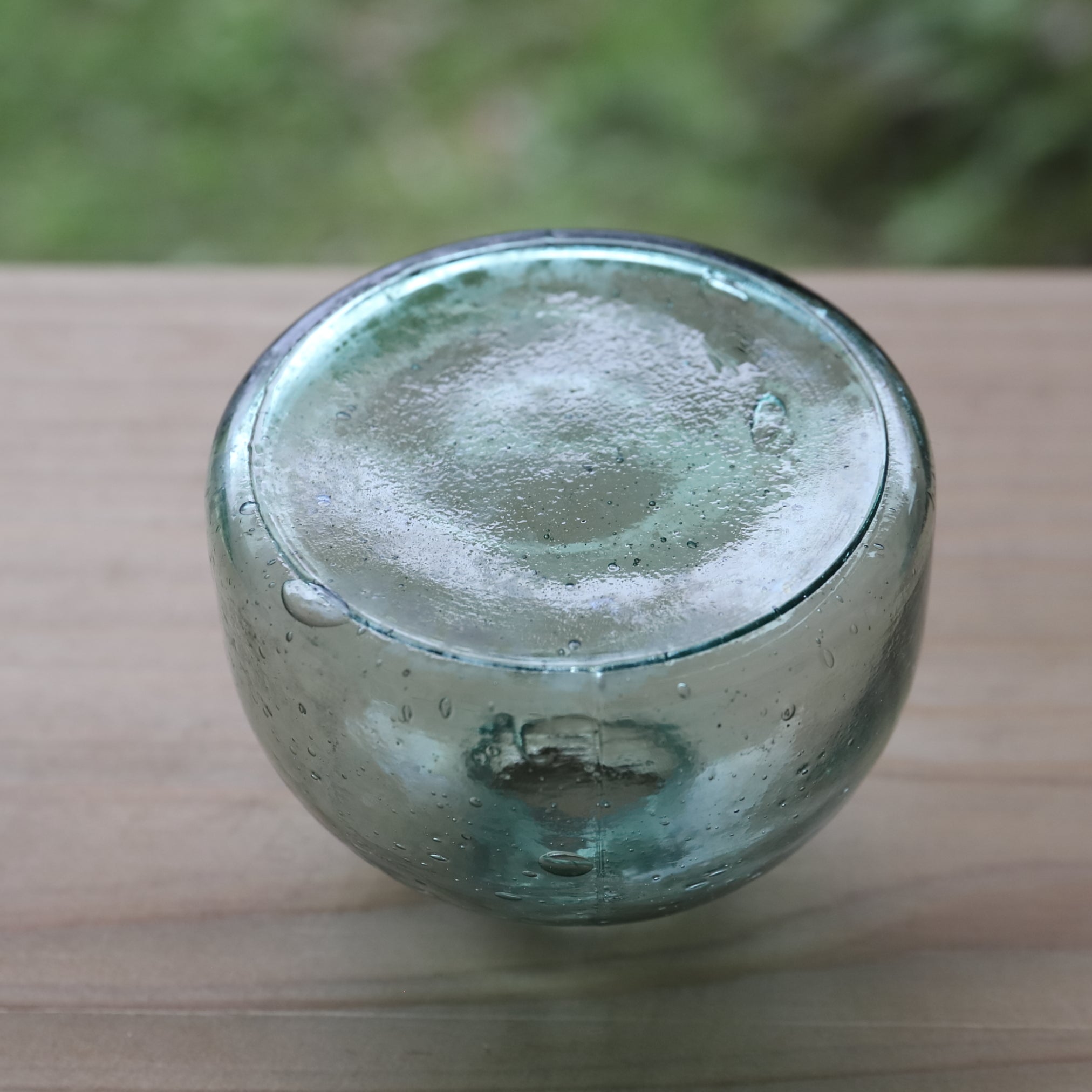 Antique Small Glass Bottle with Air Bubbles (Green), Taisho Period (1912-1926 CE)