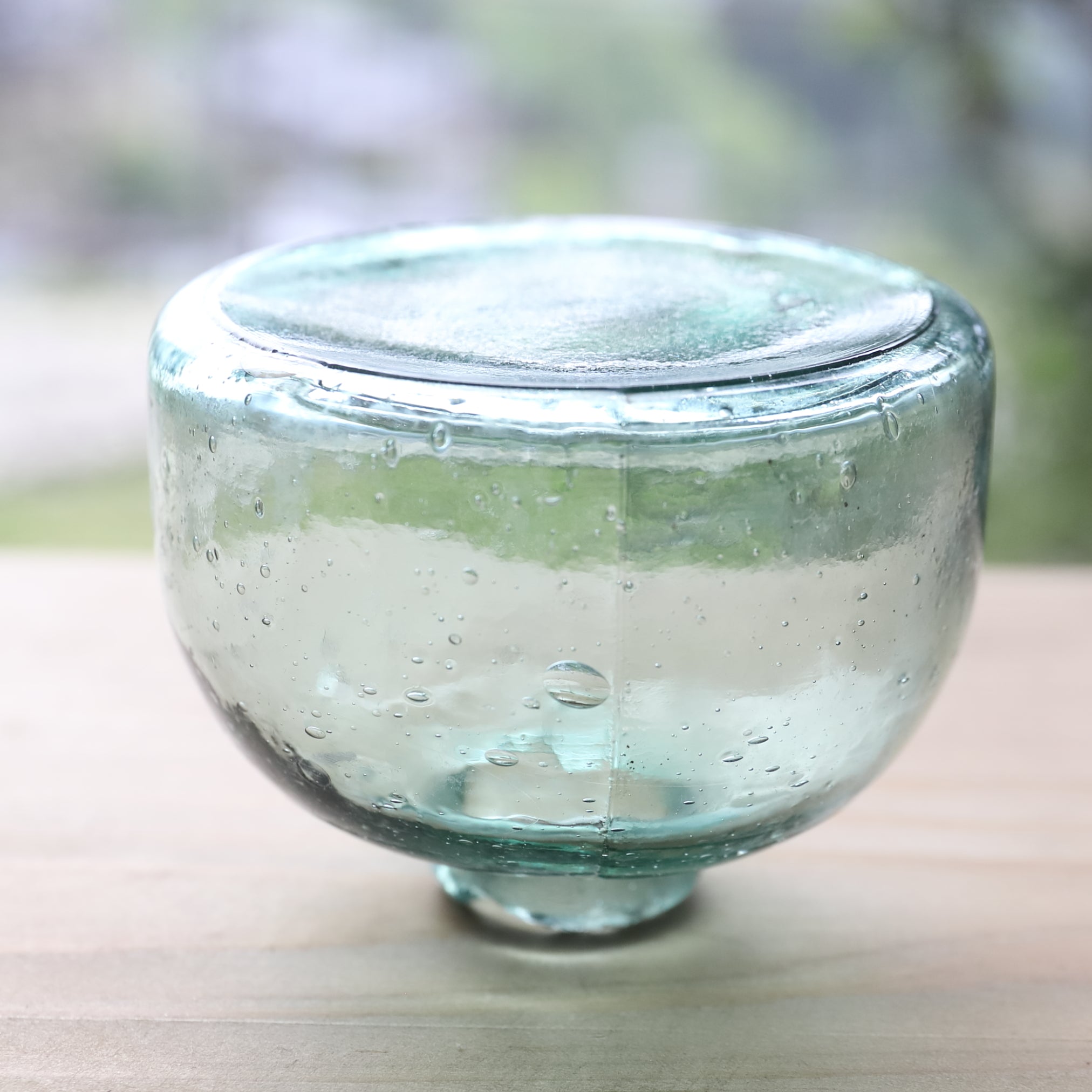 Antique Small Glass Bottle with Air Bubbles (Green), Taisho Period (1912-1926 CE)