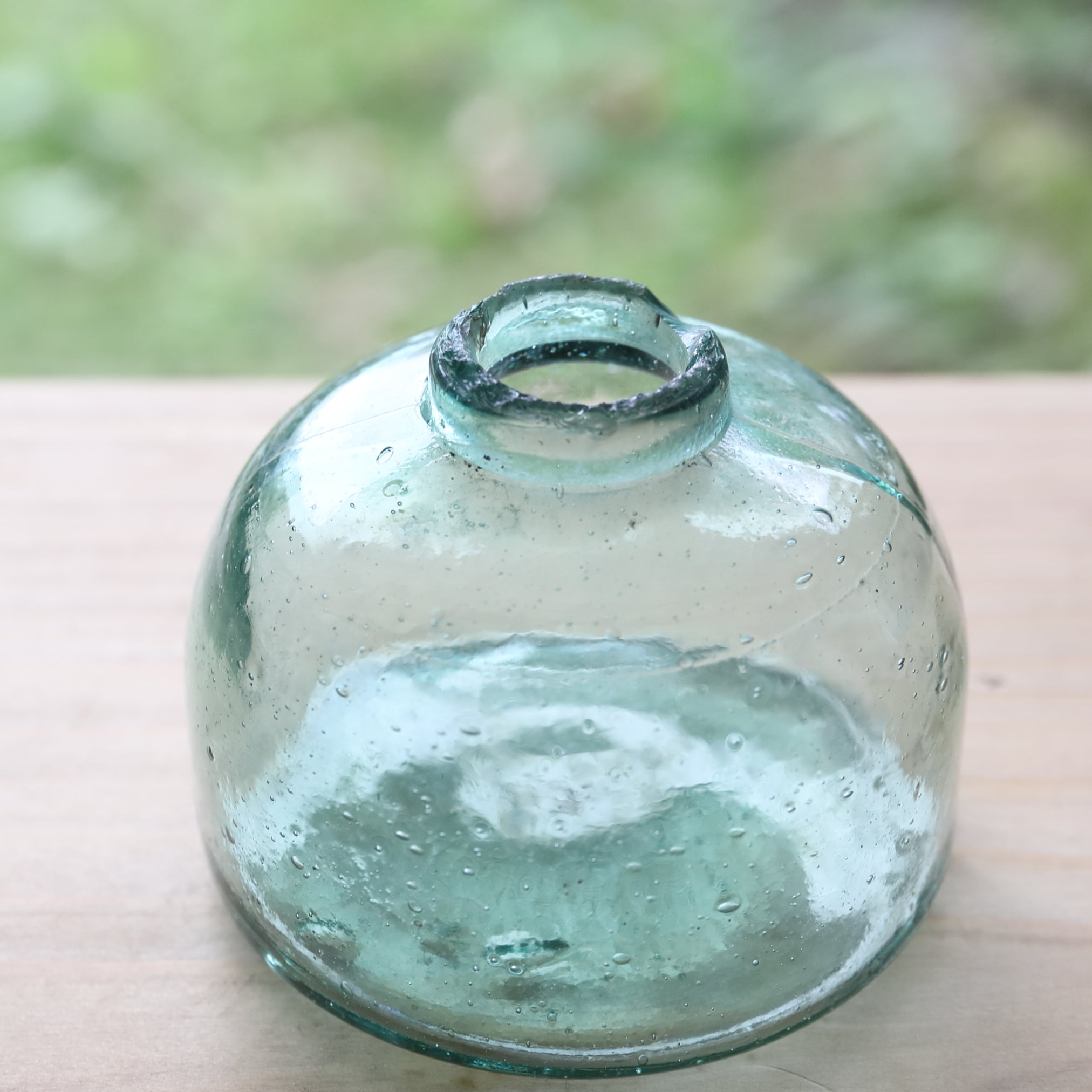 Antique Small Glass Bottle with Air Bubbles (Green), Taisho Period (1912-1926 CE)