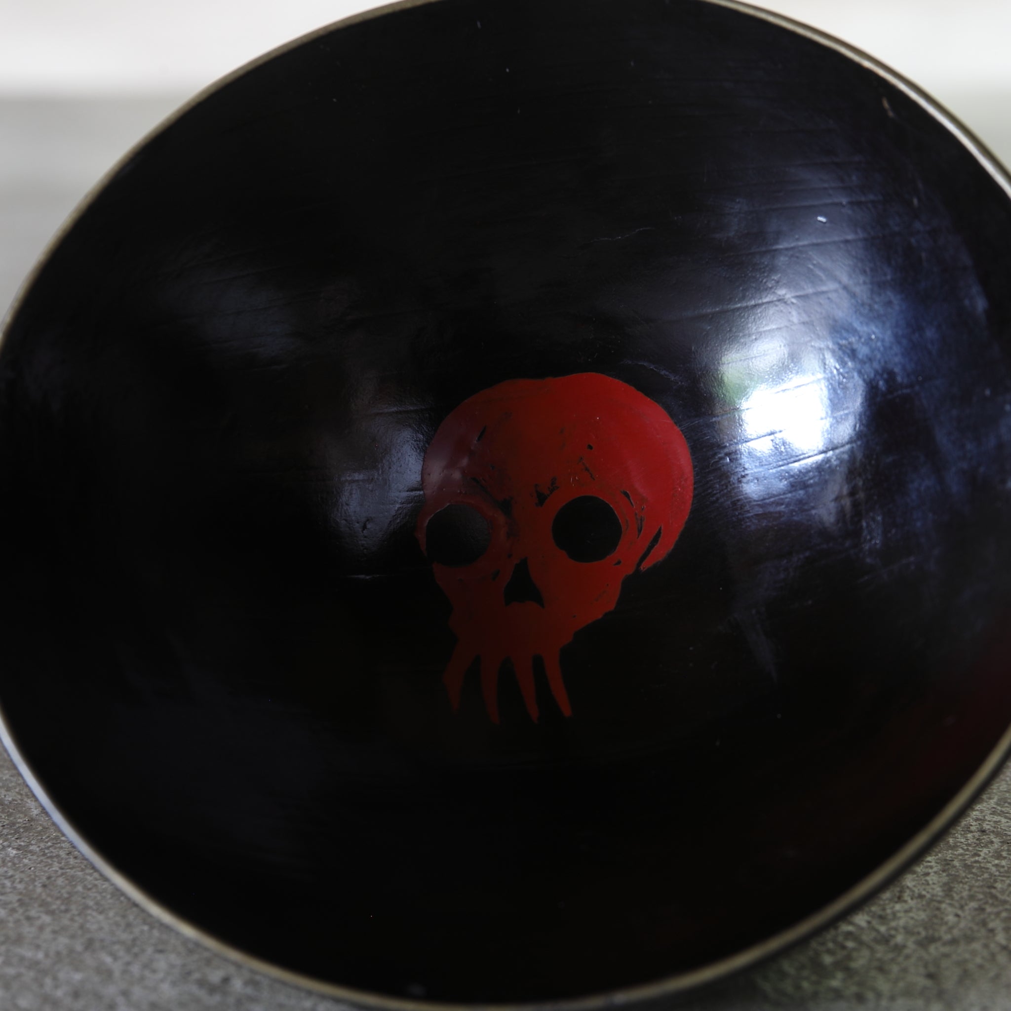 Old Aizu lacquer bowl with skull design, Edo period/1603-1867CE