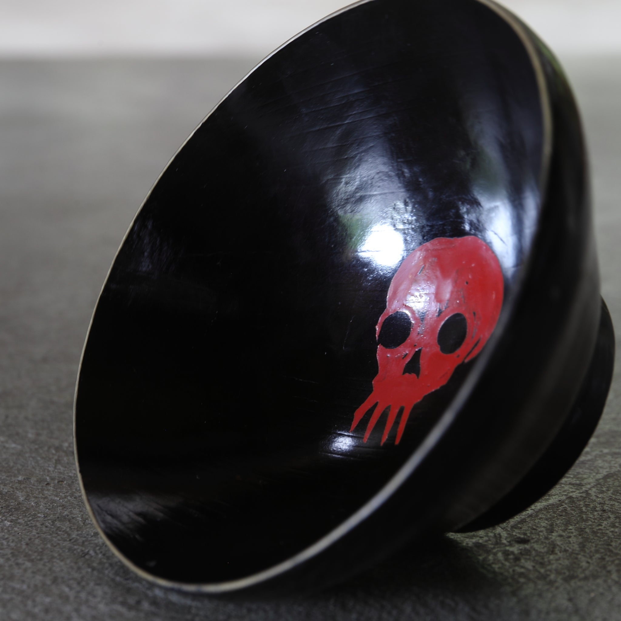 Old Aizu lacquer bowl with skull design, Edo period/1603-1867CE