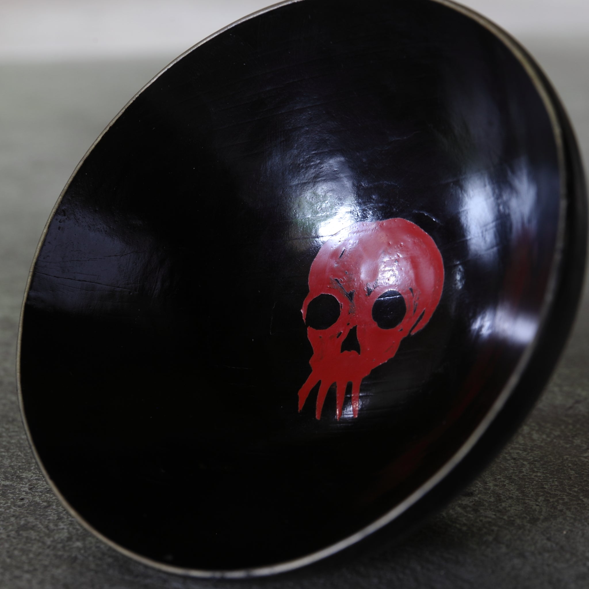 Old Aizu lacquer bowl with skull design, Edo period/1603-1867CE