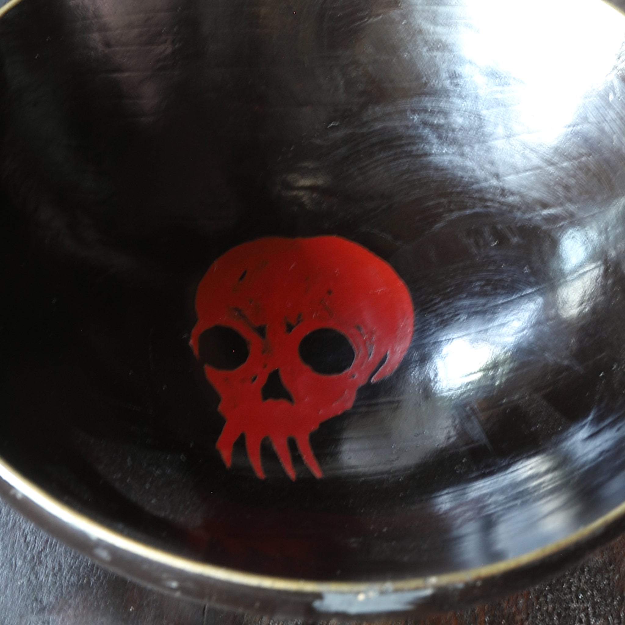 Old Aizu lacquer bowl with skull design, Edo period/1603-1867CE