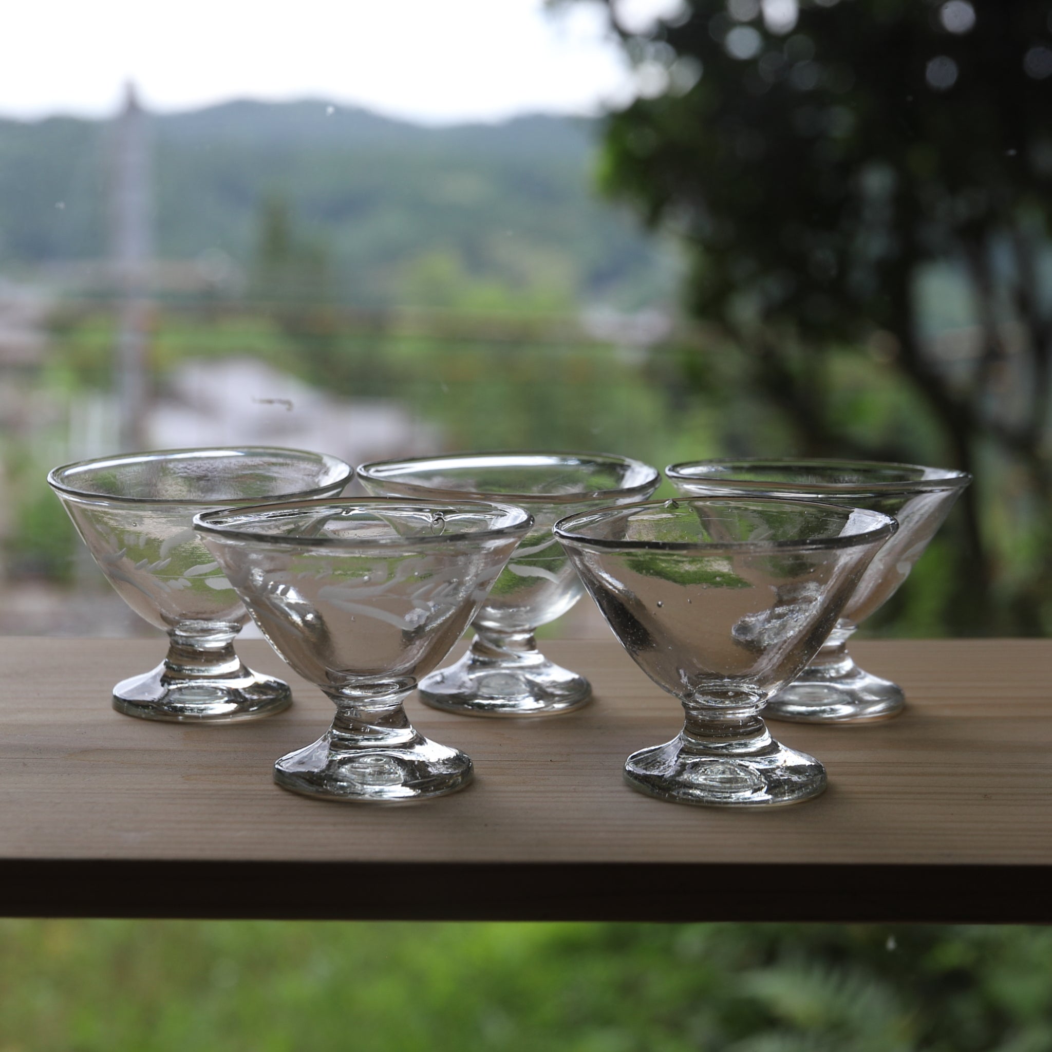 5 antique glass cups, Meiji period/1868-1912CE