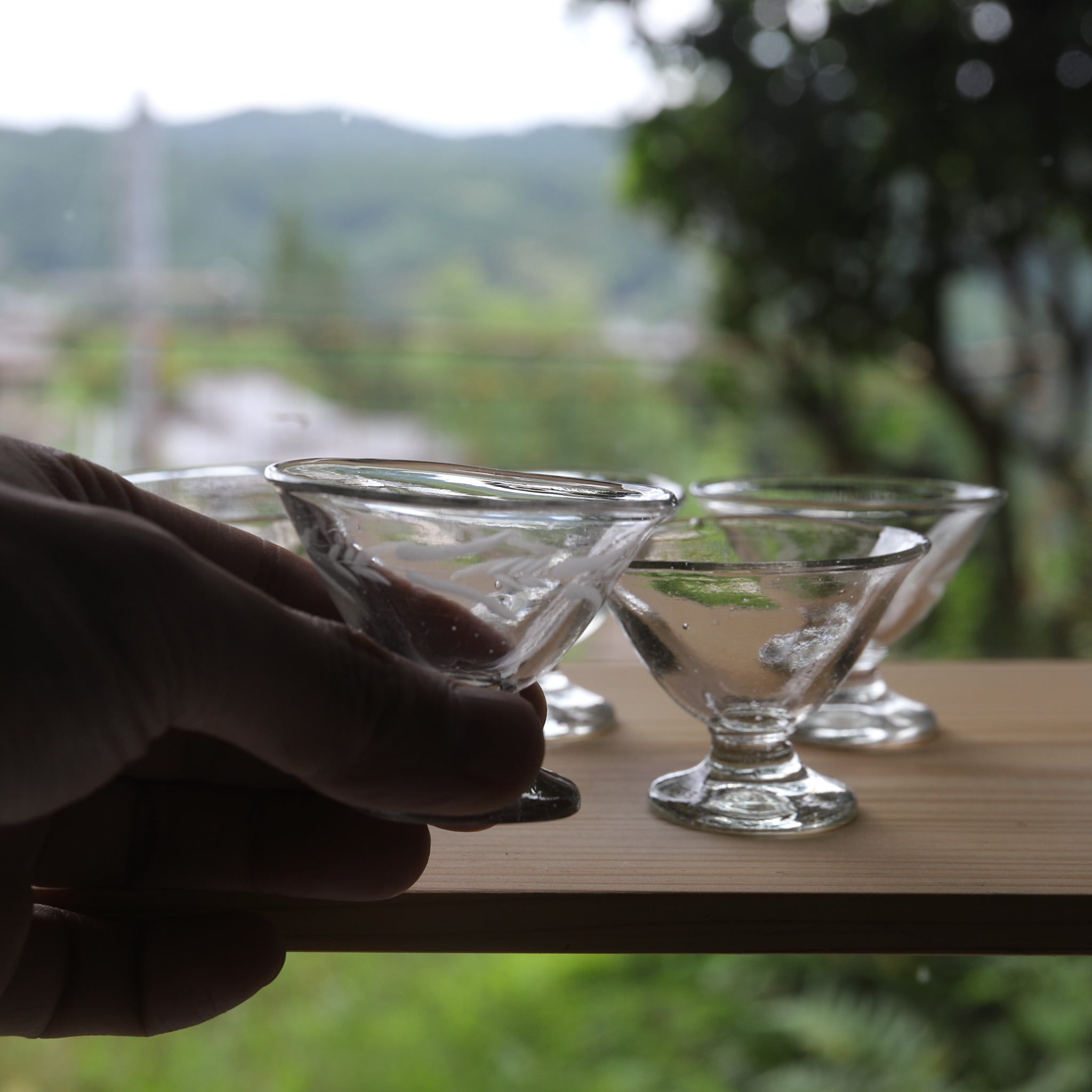 5 antique glass cups, Meiji period/1868-1912CE