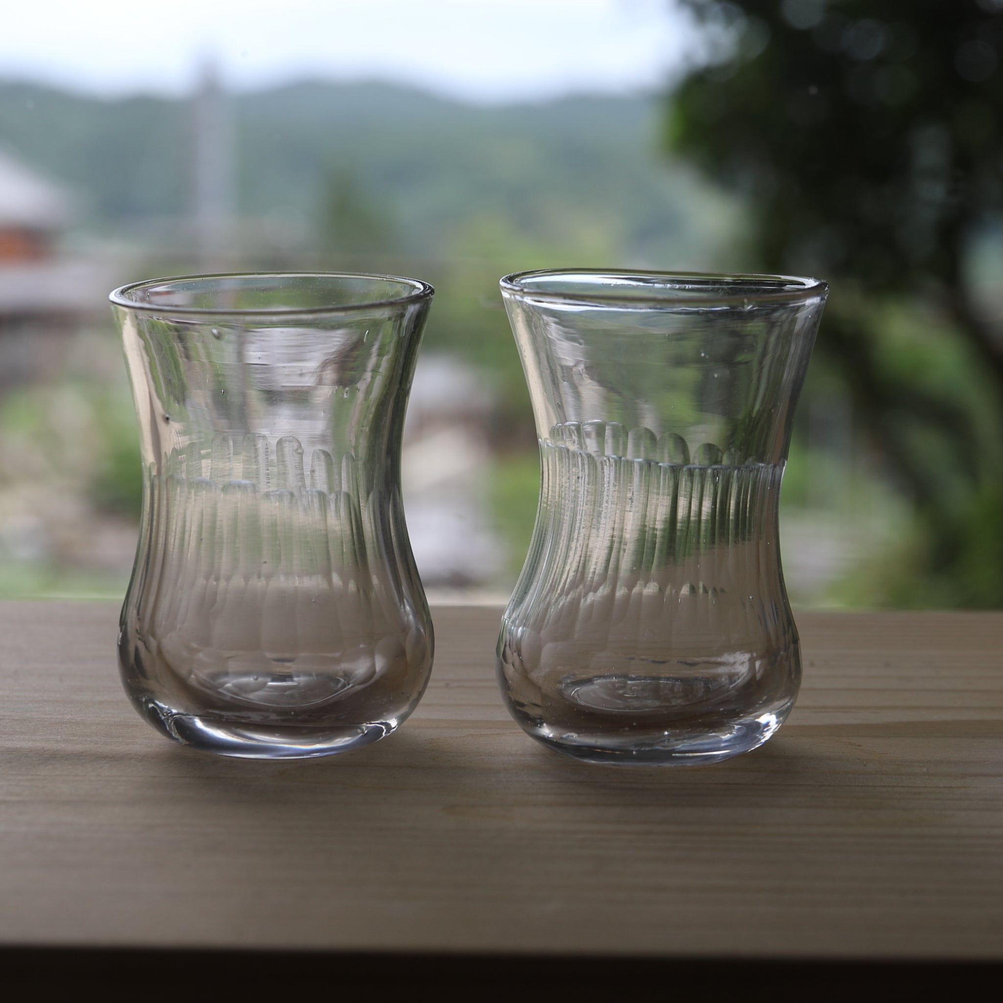 Pair of antique French glass cups from the 19th-20th century