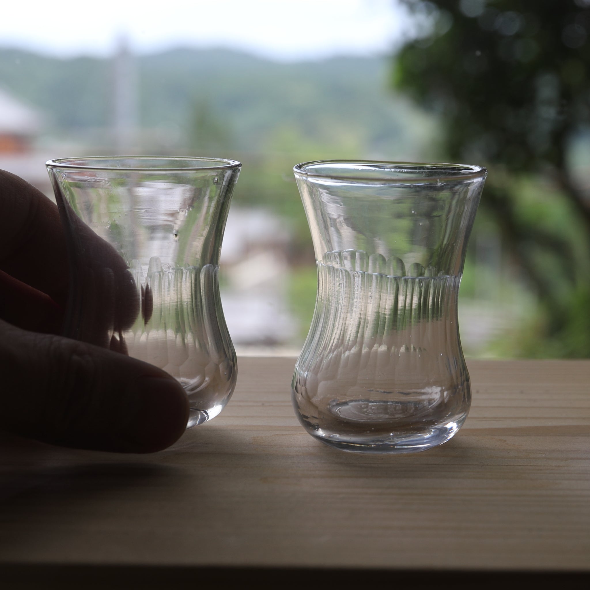 Pair of antique French glass cups from the 19th-20th century