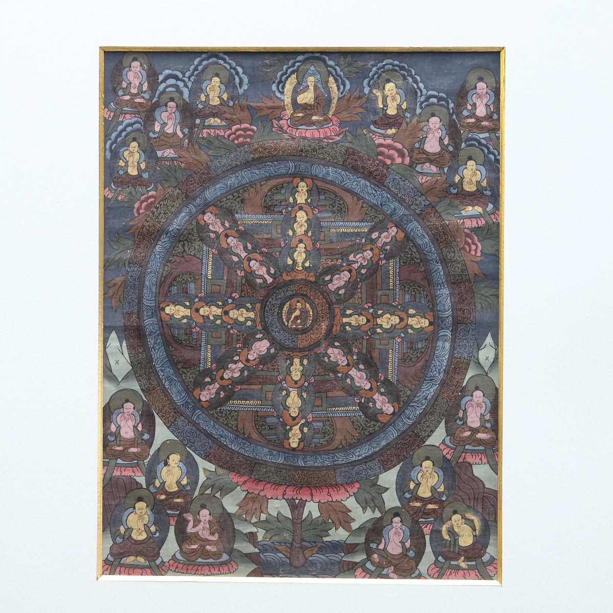 チベットアンティーク 曼荼羅図 タンカ（仏画）（近世：16–19世紀 