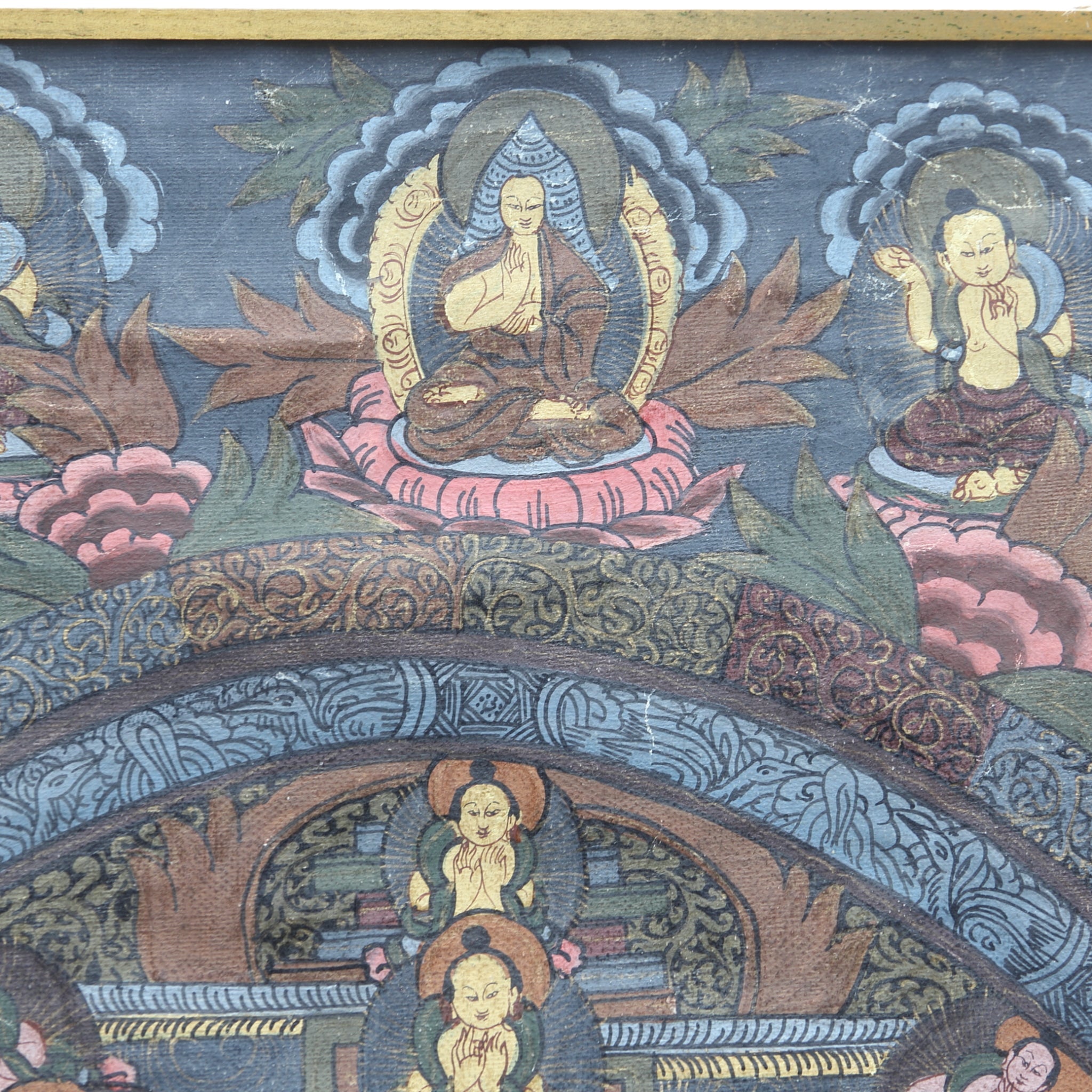 チベットアンティーク 曼荼羅図 タンカ（仏画）（近世：16–19世紀）