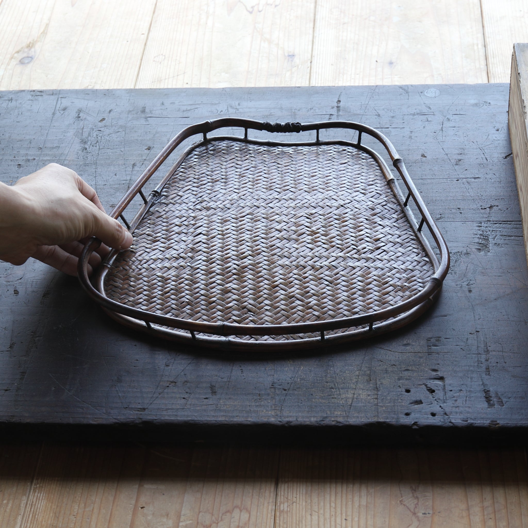 Antique Bamboo Tea Brewing Tray with Wooden Box, Edo Period (1603-1867CE)