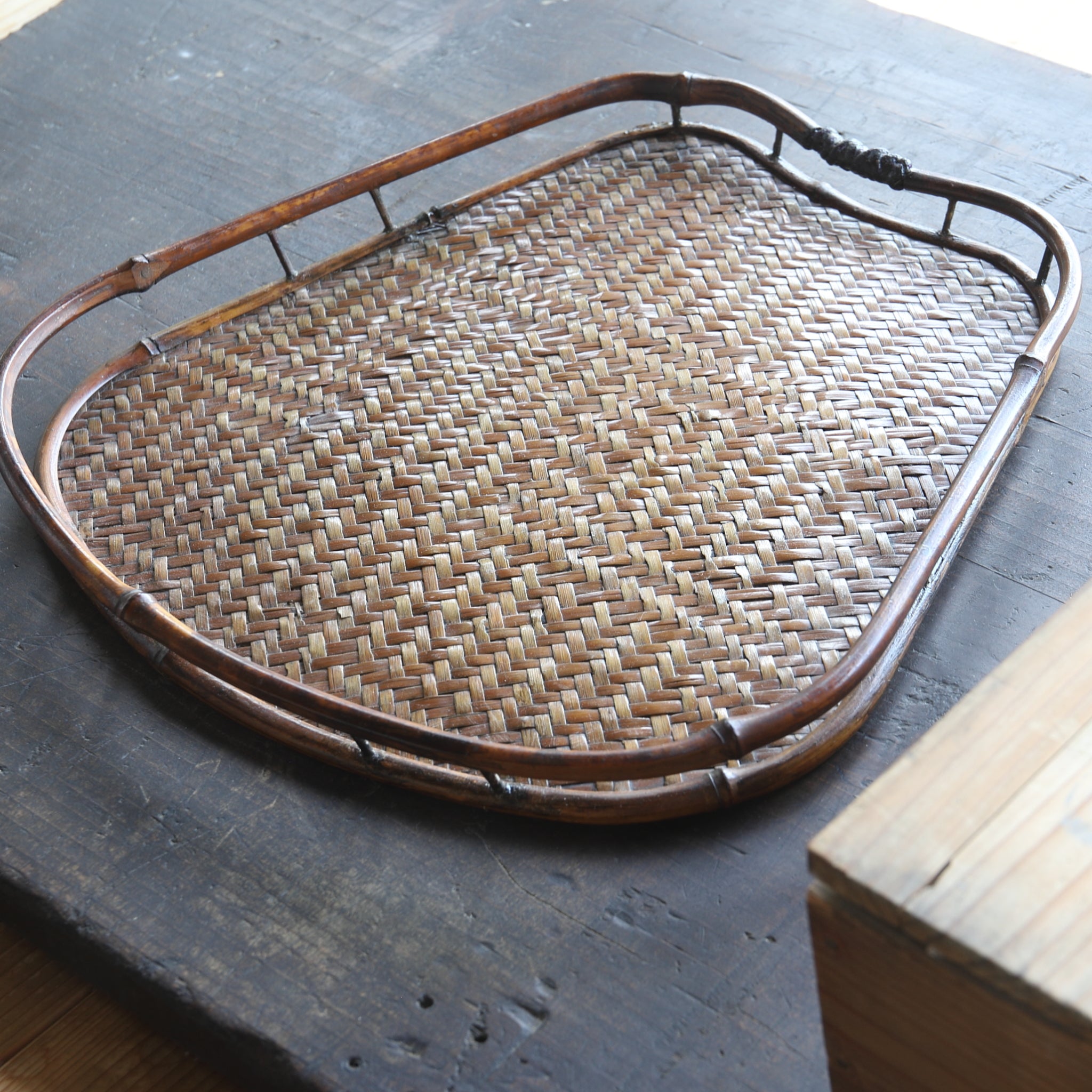 Antique Bamboo Tea Brewing Tray with Wooden Box, Edo Period (1603-1867CE)