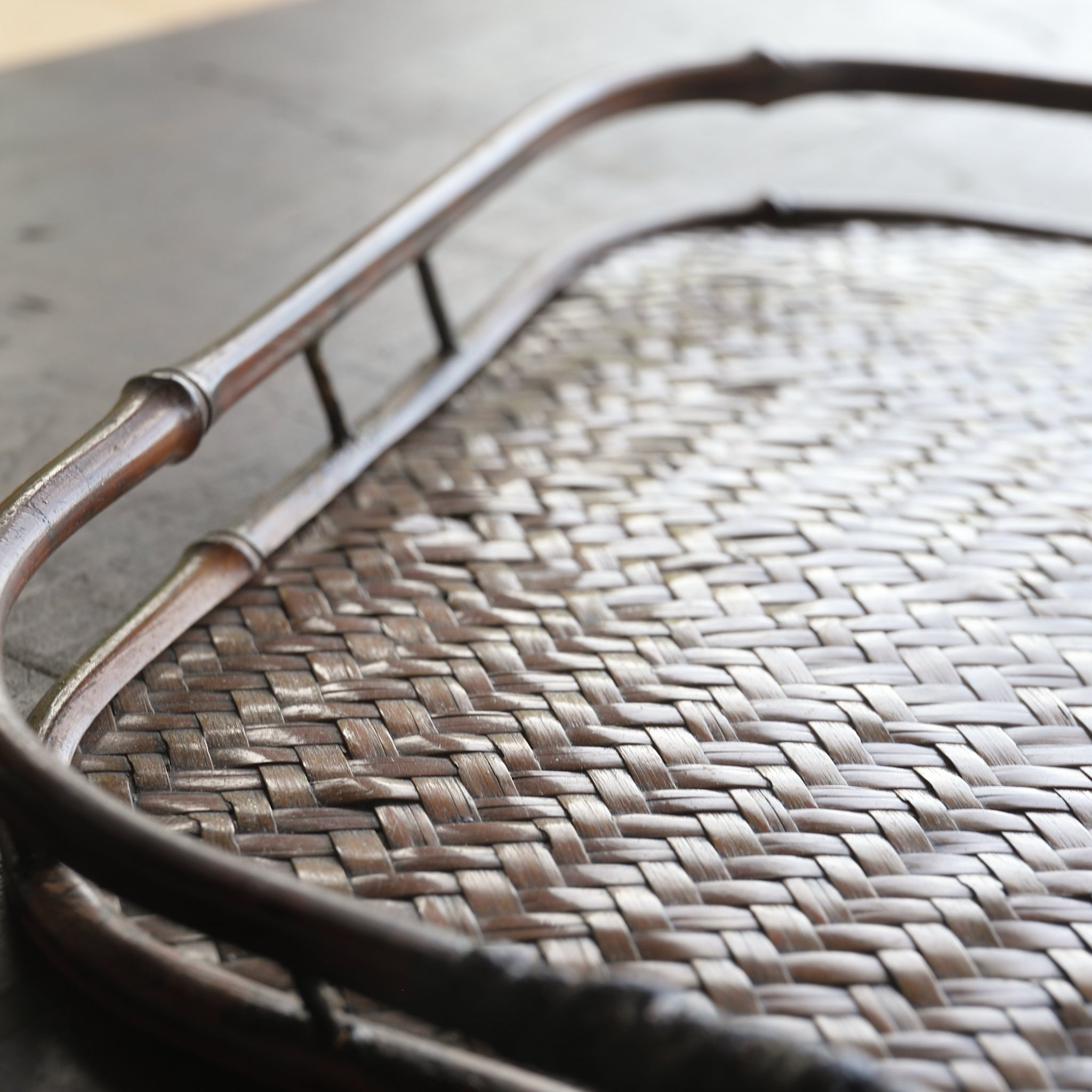 Antique Bamboo Tea Brewing Tray with Wooden Box, Edo Period (1603-1867CE)