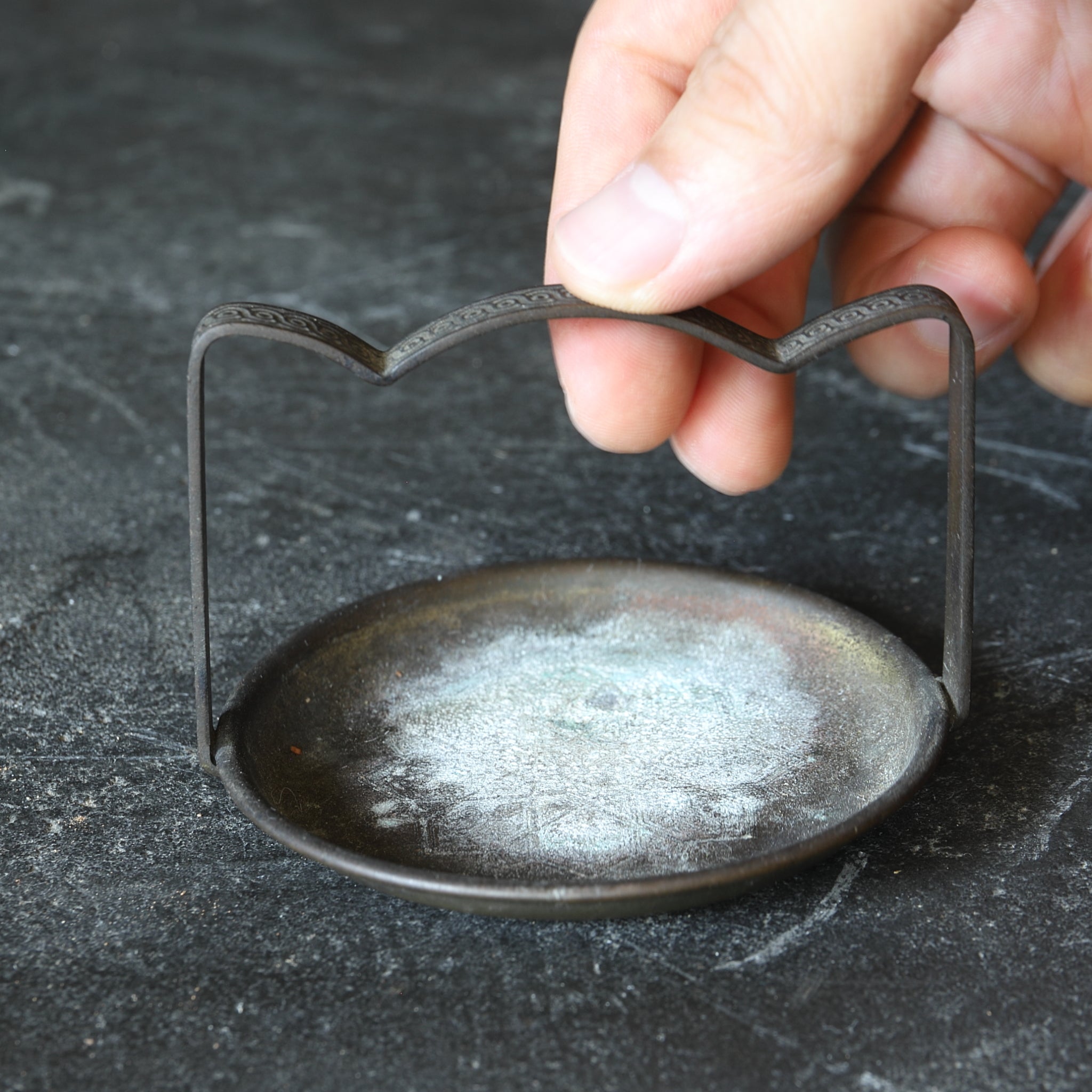 Antique Bronze Handled Tray with Hanging Drain Pan, 19th-20th century