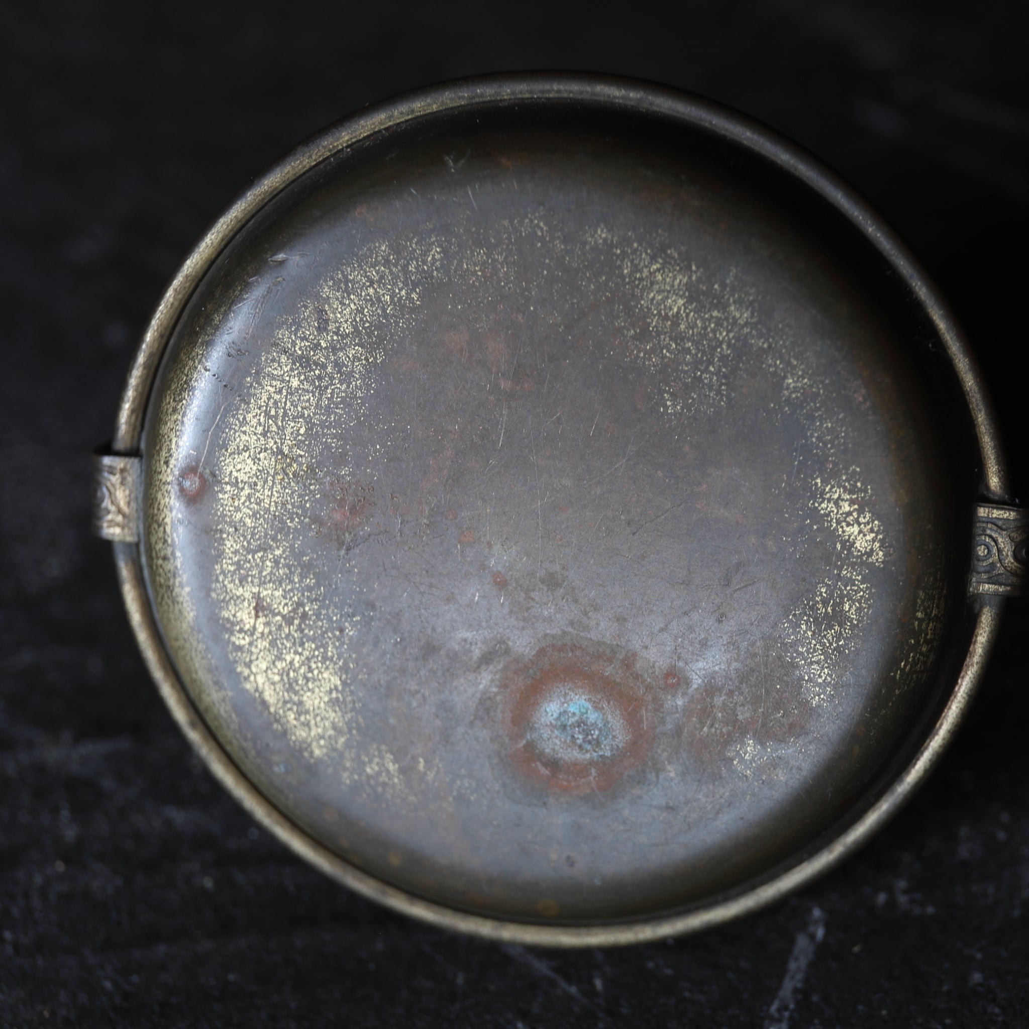 Antique Bronze Handled Tray with Hanging Drain Pan, 19th-20th century