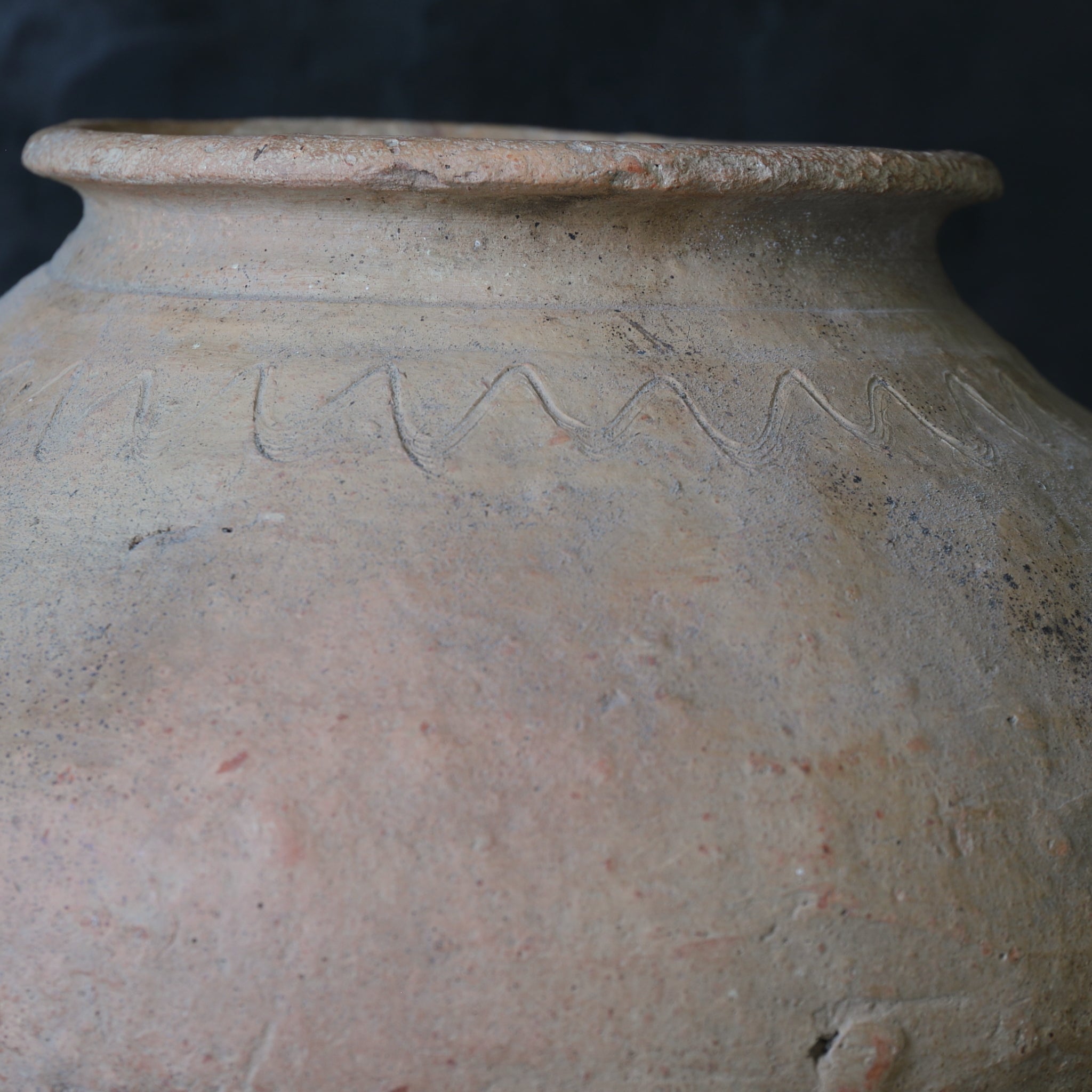 Miyako-style Pottery Jar, Wave Pattern Design, Edo Period (1603-1867CE)