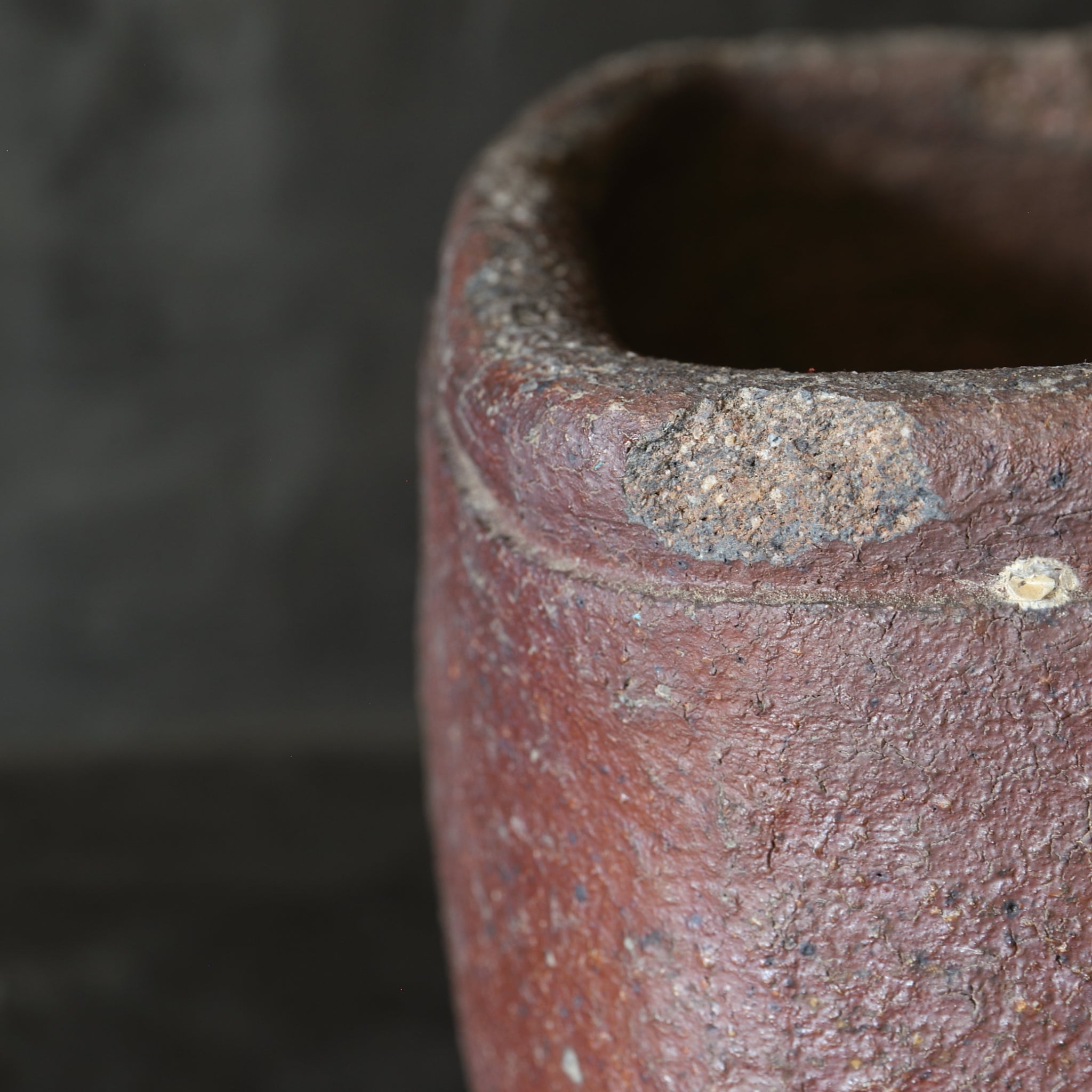 Antique Bizen Square Hibachi with Vase Hanger, Azuchi-Momoyama to Edo Period (1573-1867CE)