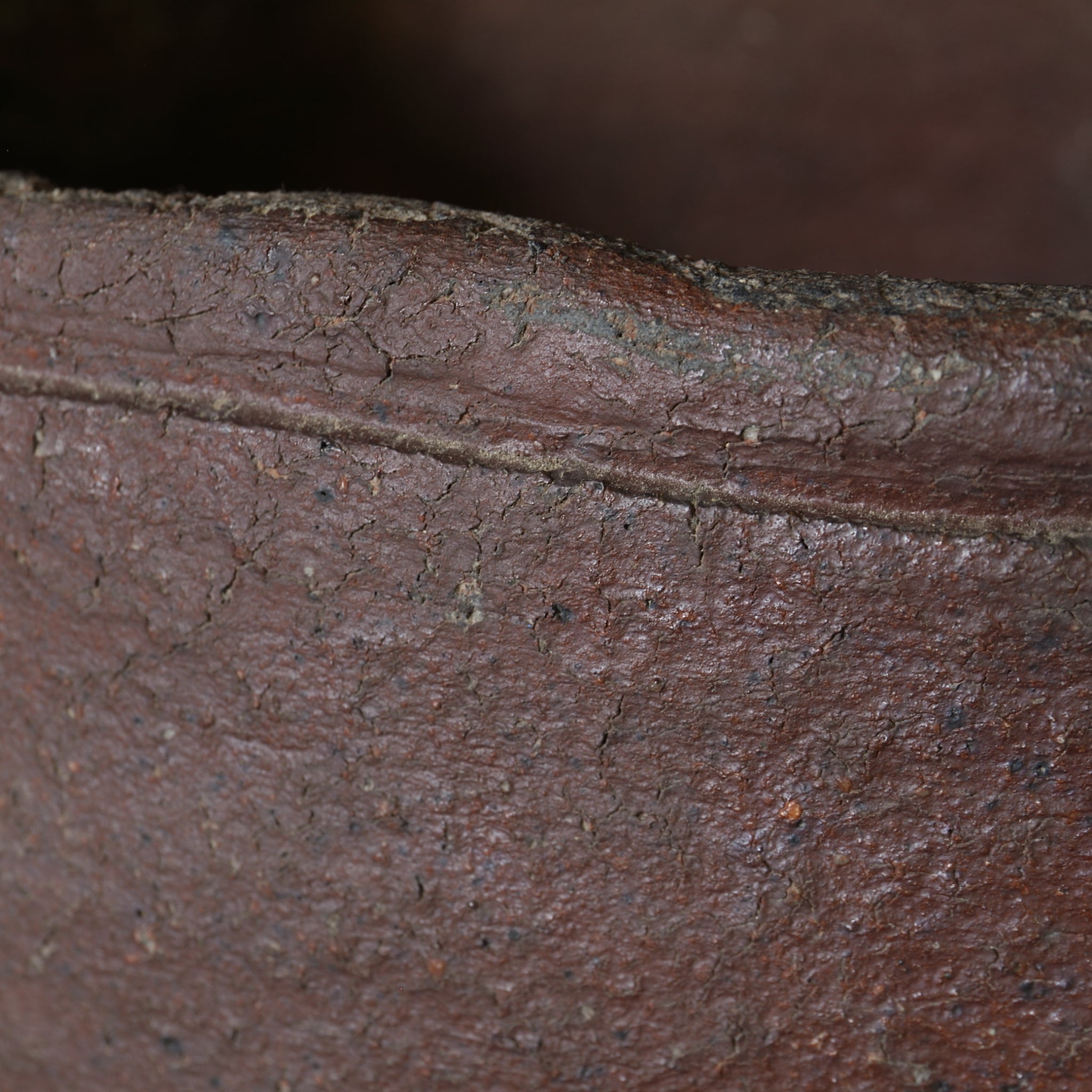 Antique Bizen Square Hibachi with Vase Hanger, Azuchi-Momoyama to Edo Period (1573-1867CE)