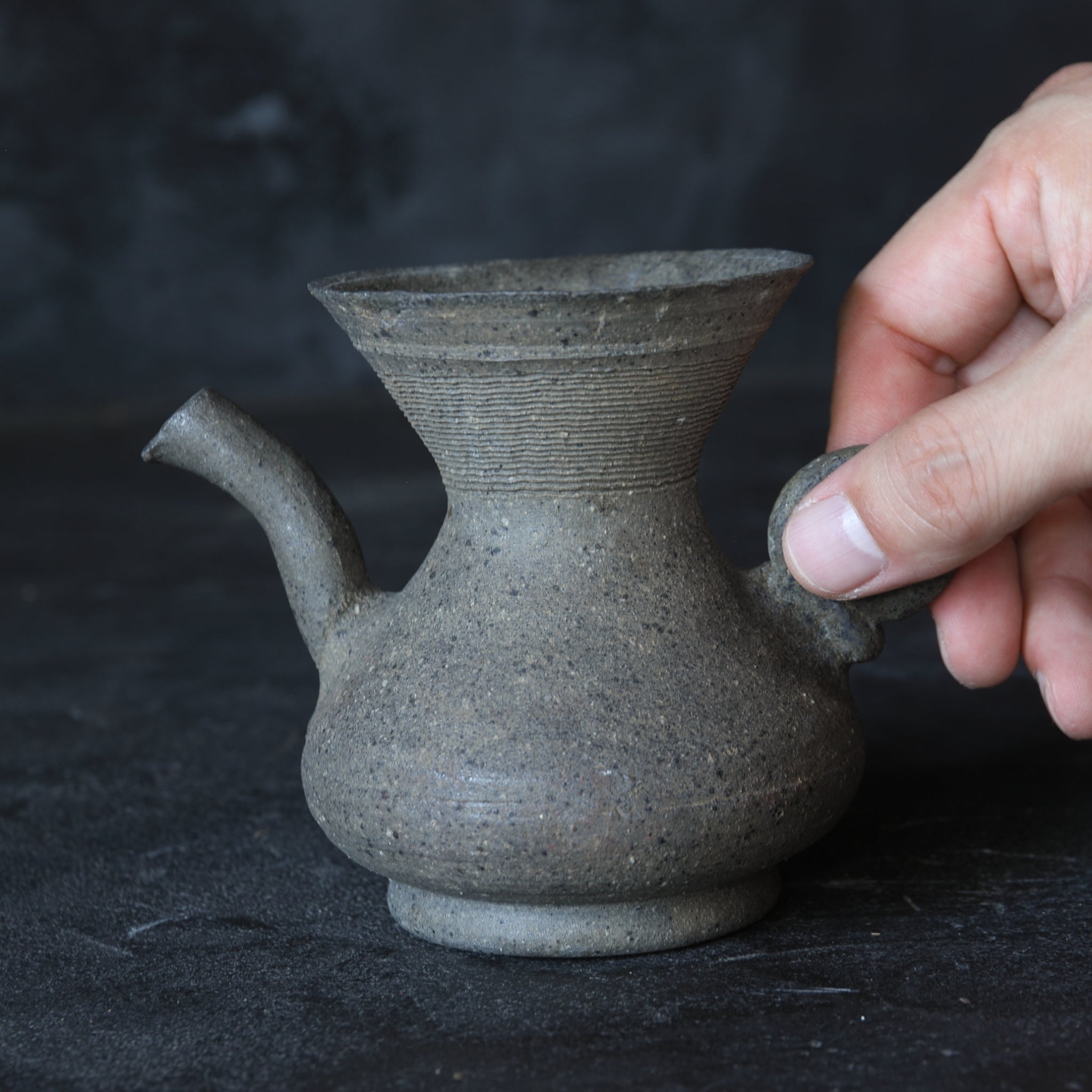 Silla Earthenware, Handled Water Pouring Vessel, Silla Period (668-900CE)