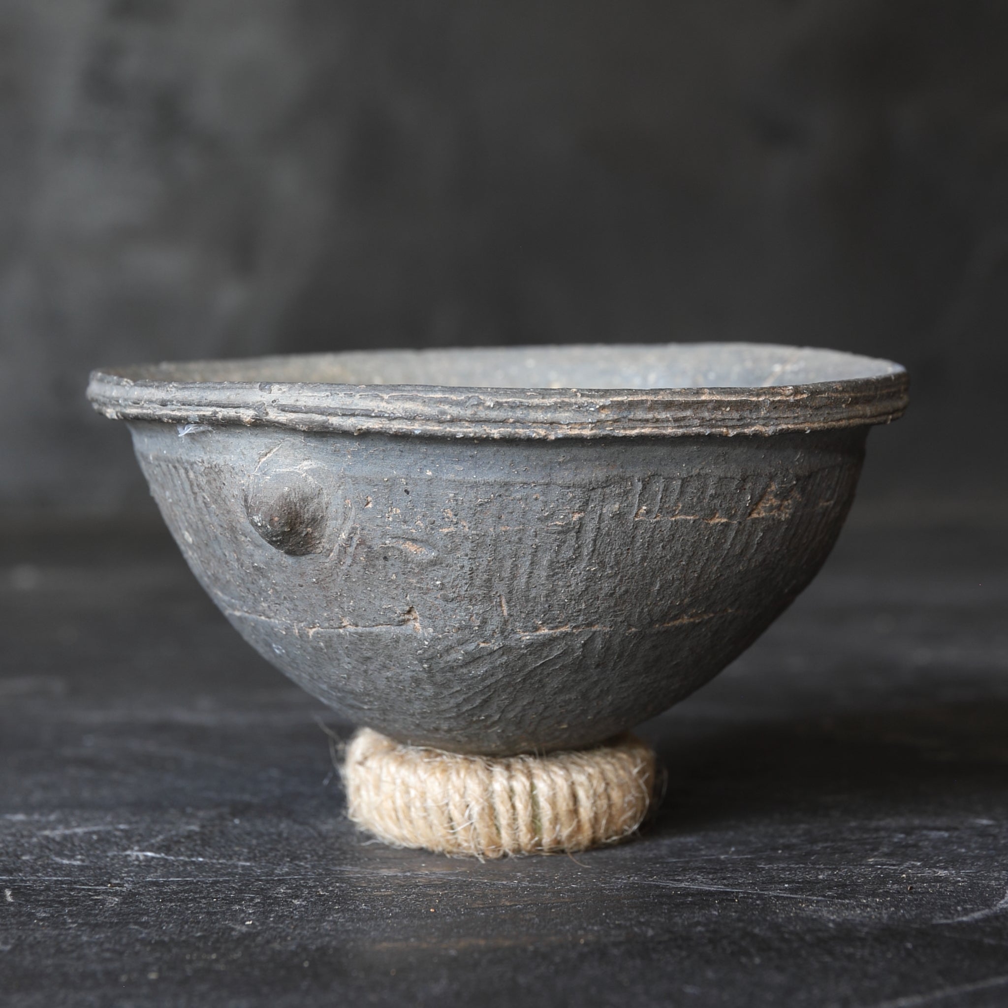 Sue Ware Double-eared Bowl with Ring Base, Nara Period (710-794CE)