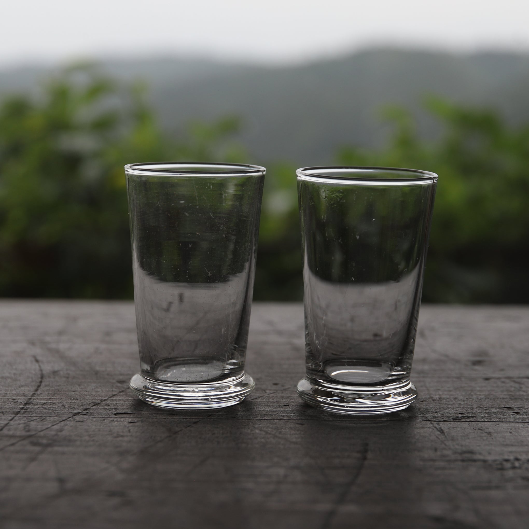 18th Century French Antique Glass Liqueur Glasses, Set of 2