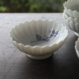 Set of 5 Antique Hirado Butterfly Design Mukozuke Dishes, Edo Period (1603-1867 CE)