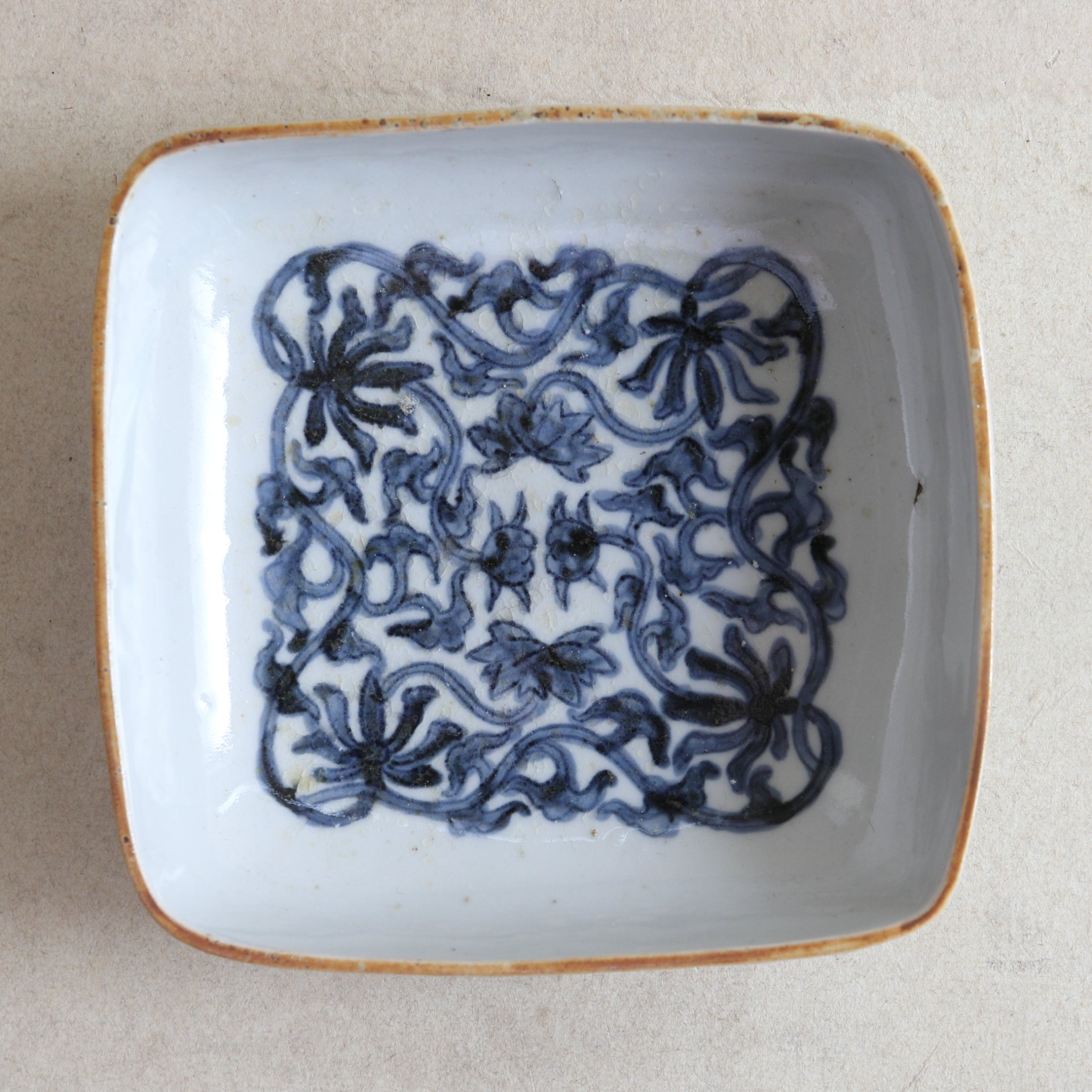 古染付四方皿江戸時代5枚