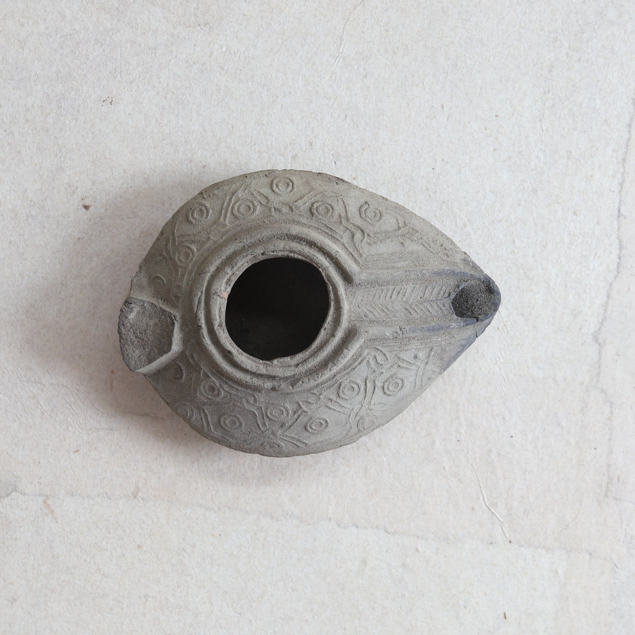 Middle Eastern Oil Lamp with Spout, Terracotta, 4th-7th Century