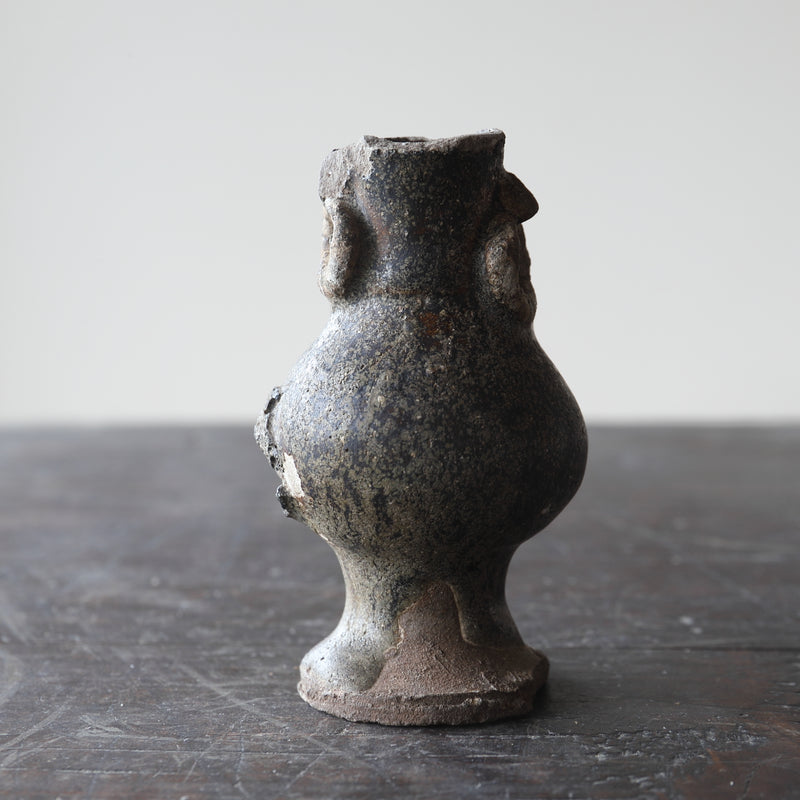 Antique Seto Iron Glaze Buddhist Flower Vase, Kamakura Period (1185-1333 CE)