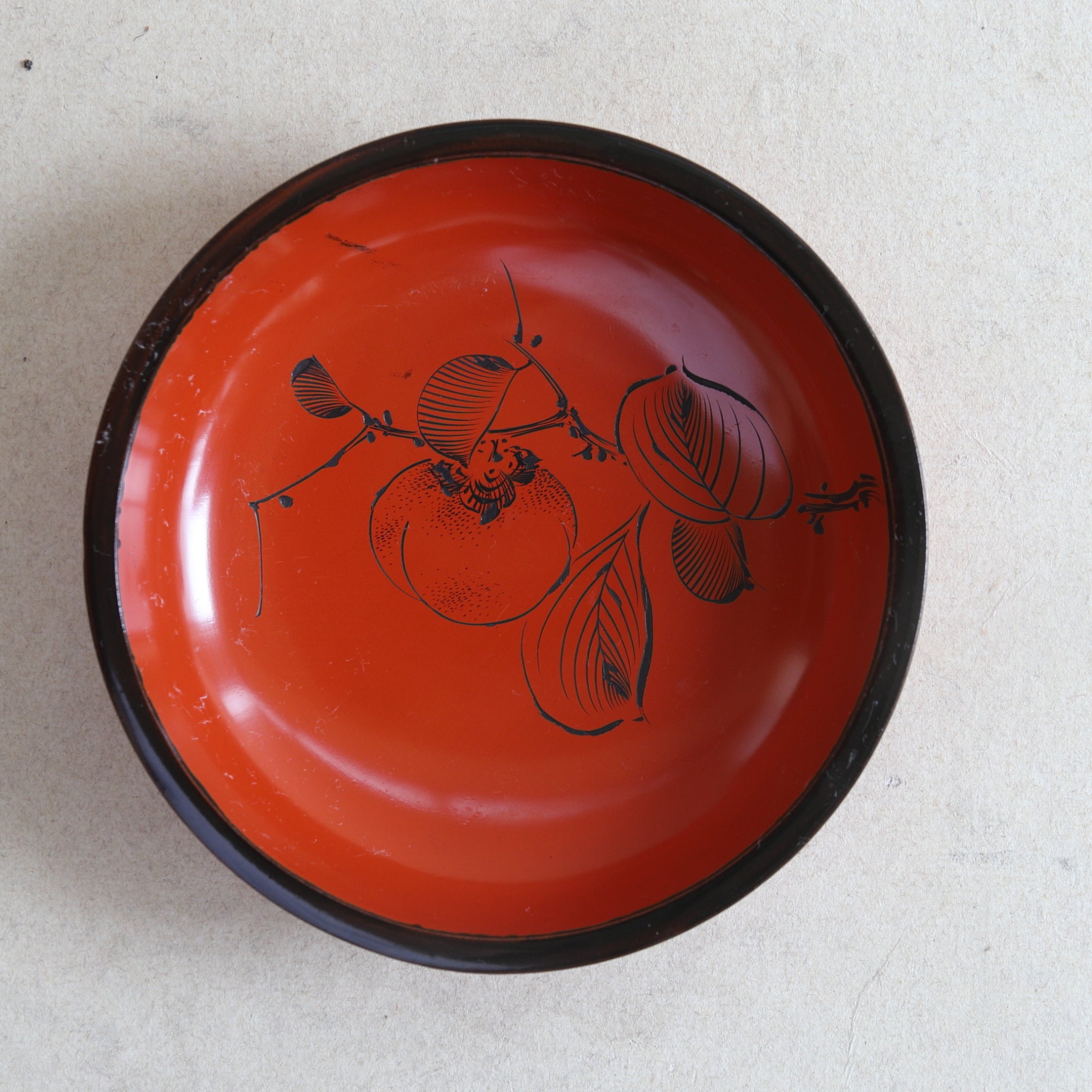 Set of 10 Persimmon Design Antique Lacquerware Sweet Trays, Taisho Period (1912-1926 CE)