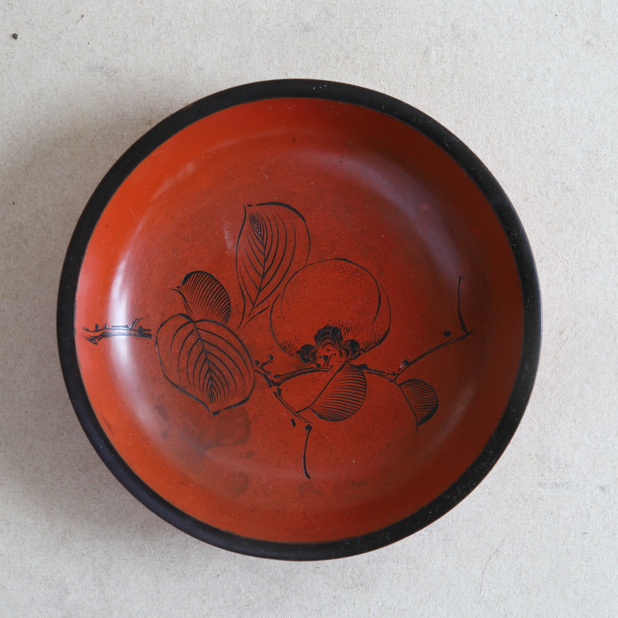 Set of 10 Persimmon Design Antique Lacquerware Sweet Trays, Taisho Period (1912-1926 CE)