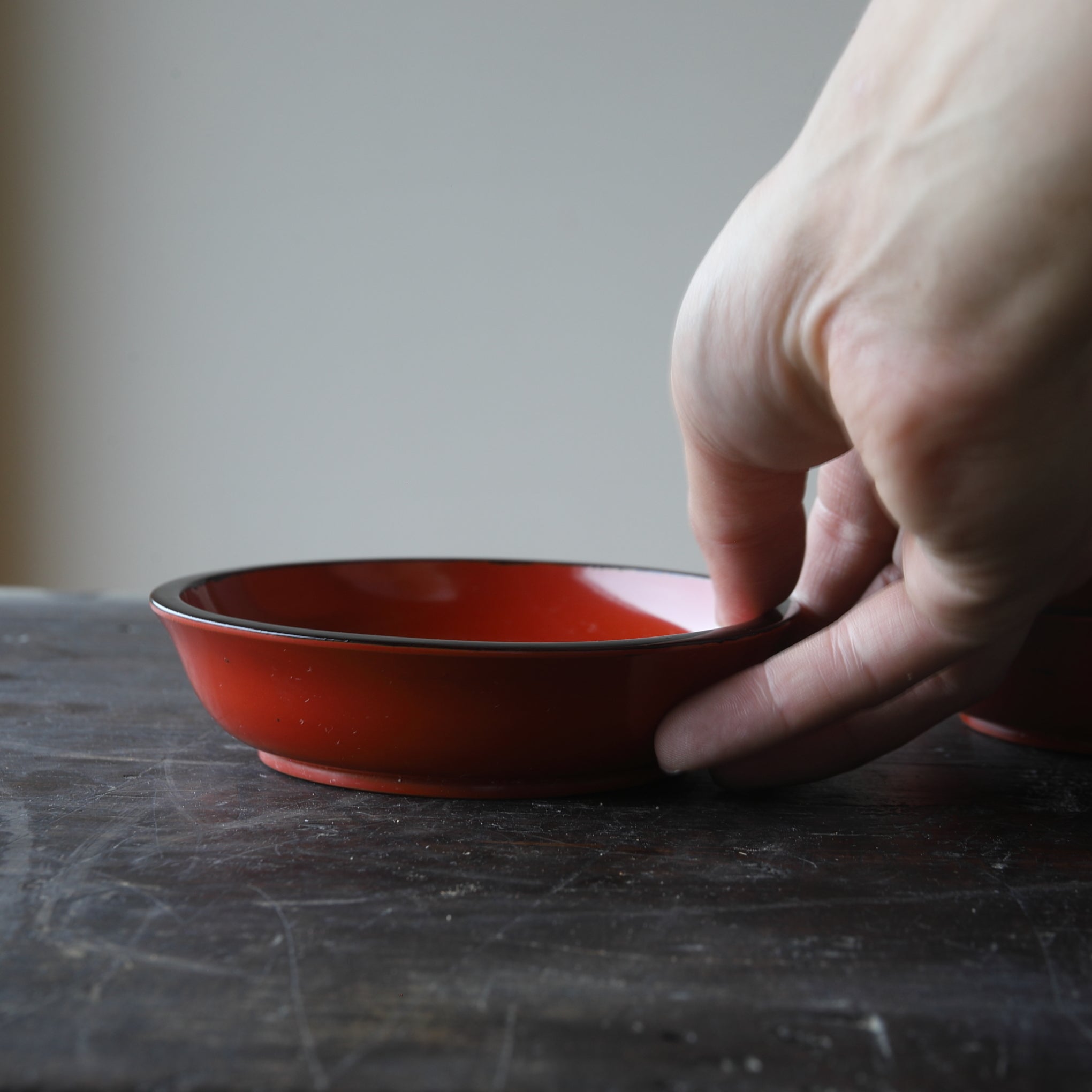 Set of 10 Persimmon Design Antique Lacquerware Sweet Trays, Taisho Period (1912-1926 CE)