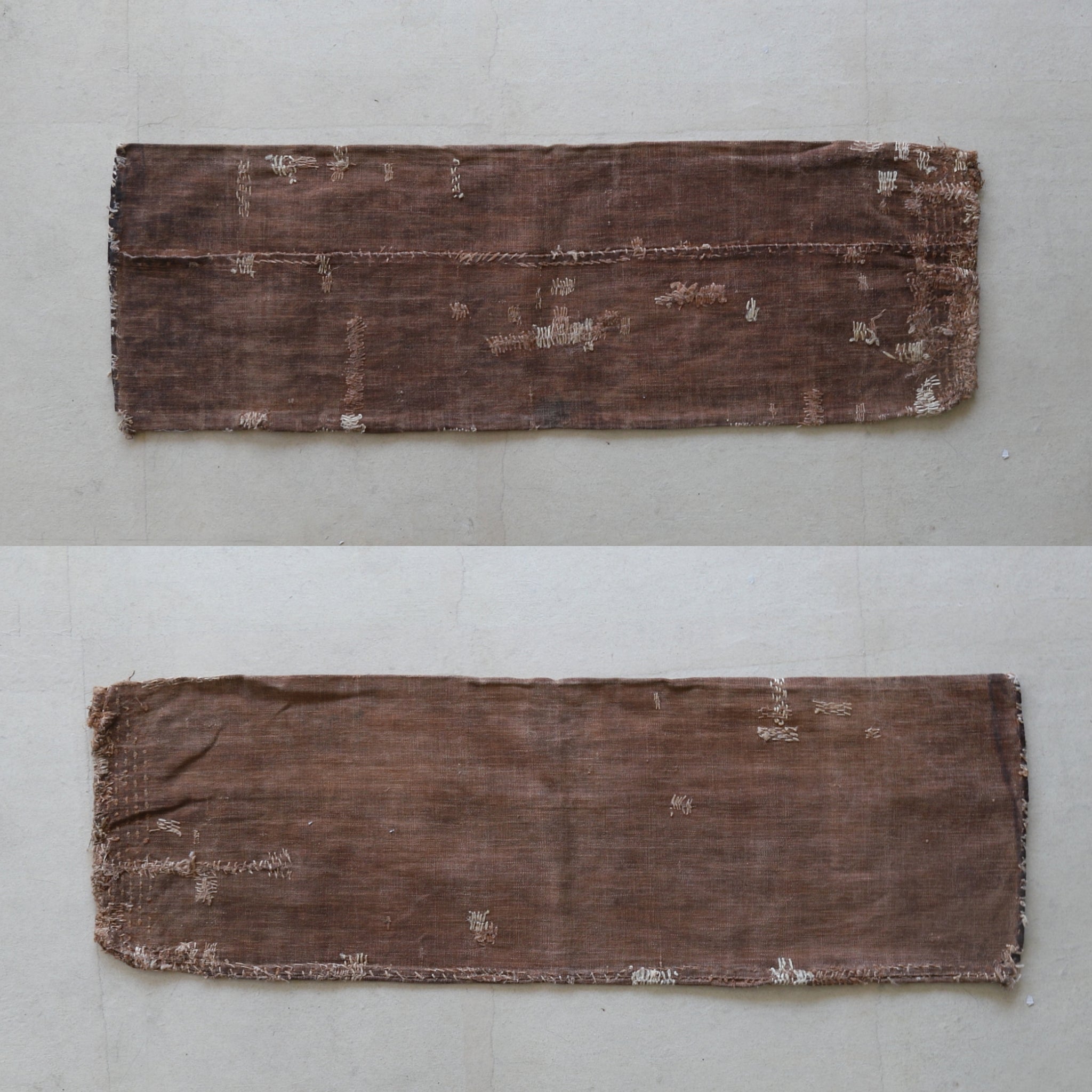 Travel Tea Cloth BORO, Ancient Persimmon Tannin, Lot 2, Meiji Period (1868-1912 CE)