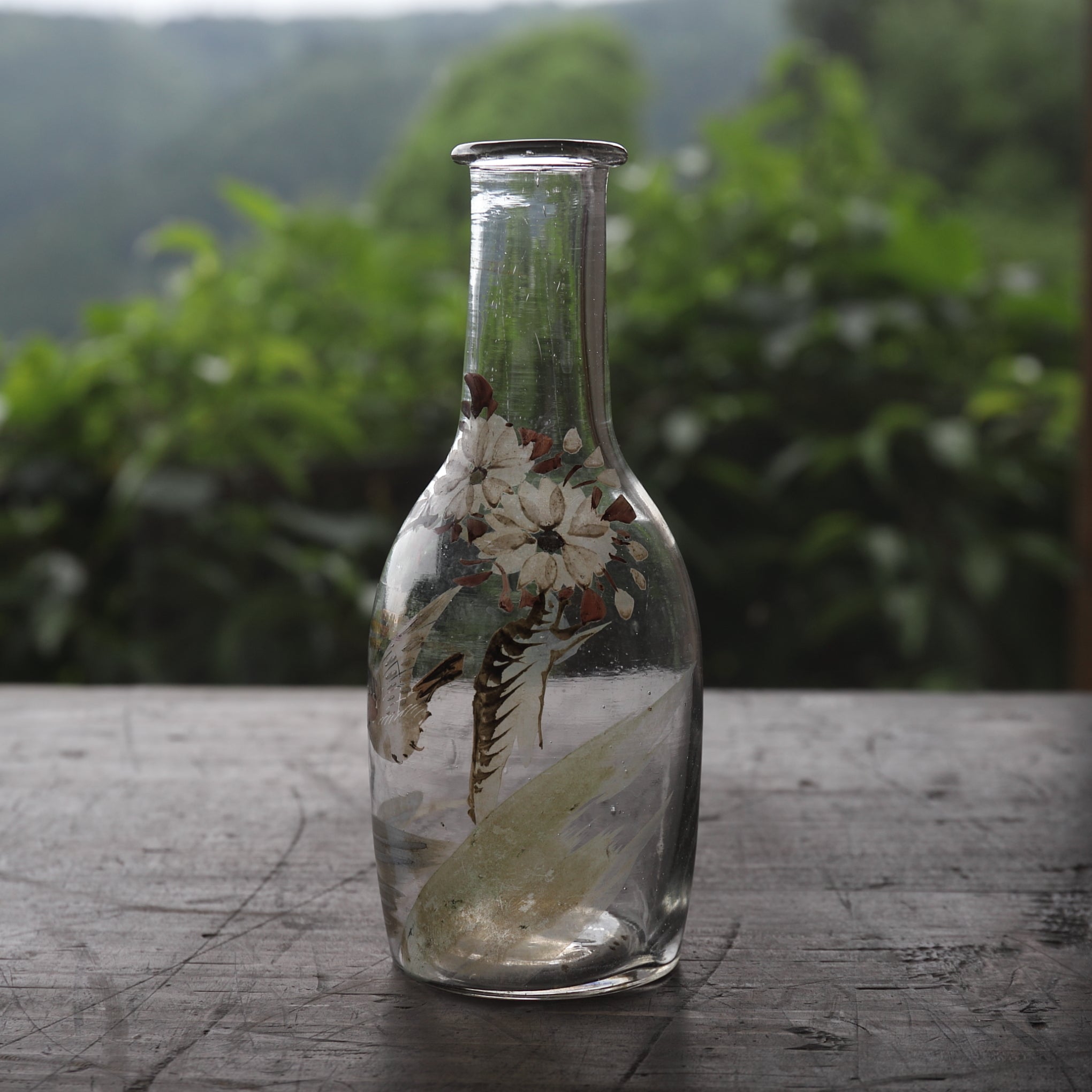 Enamel Painted Antique Glass Decanter, Taisho Period (1912-1926 CE)